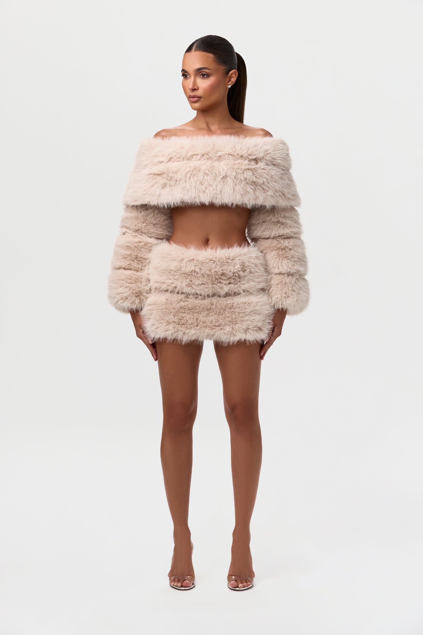 Faux Fur Pelted Off-Shoulder Top