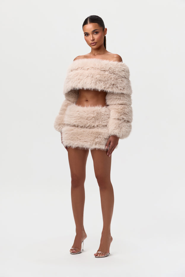 Faux Fur Pelted Mini Skirt