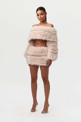 Faux Fur Pelted Mini Skirt
