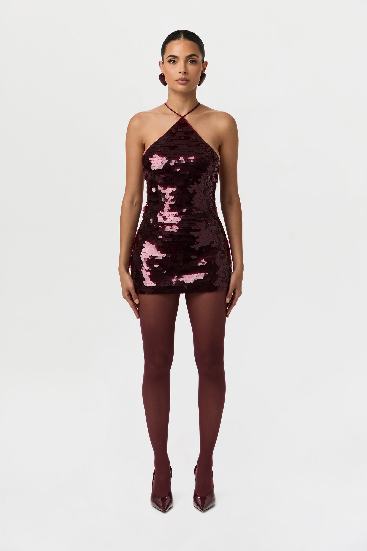 Sequin Open Back Halter Top