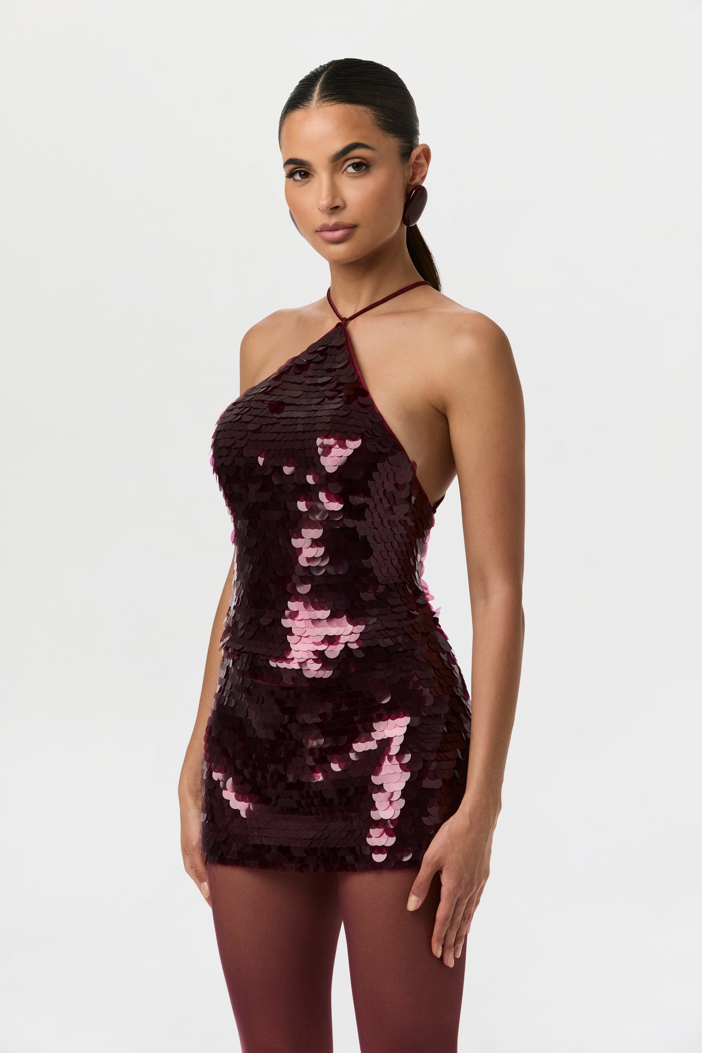 Sequin Open Back Halter Top