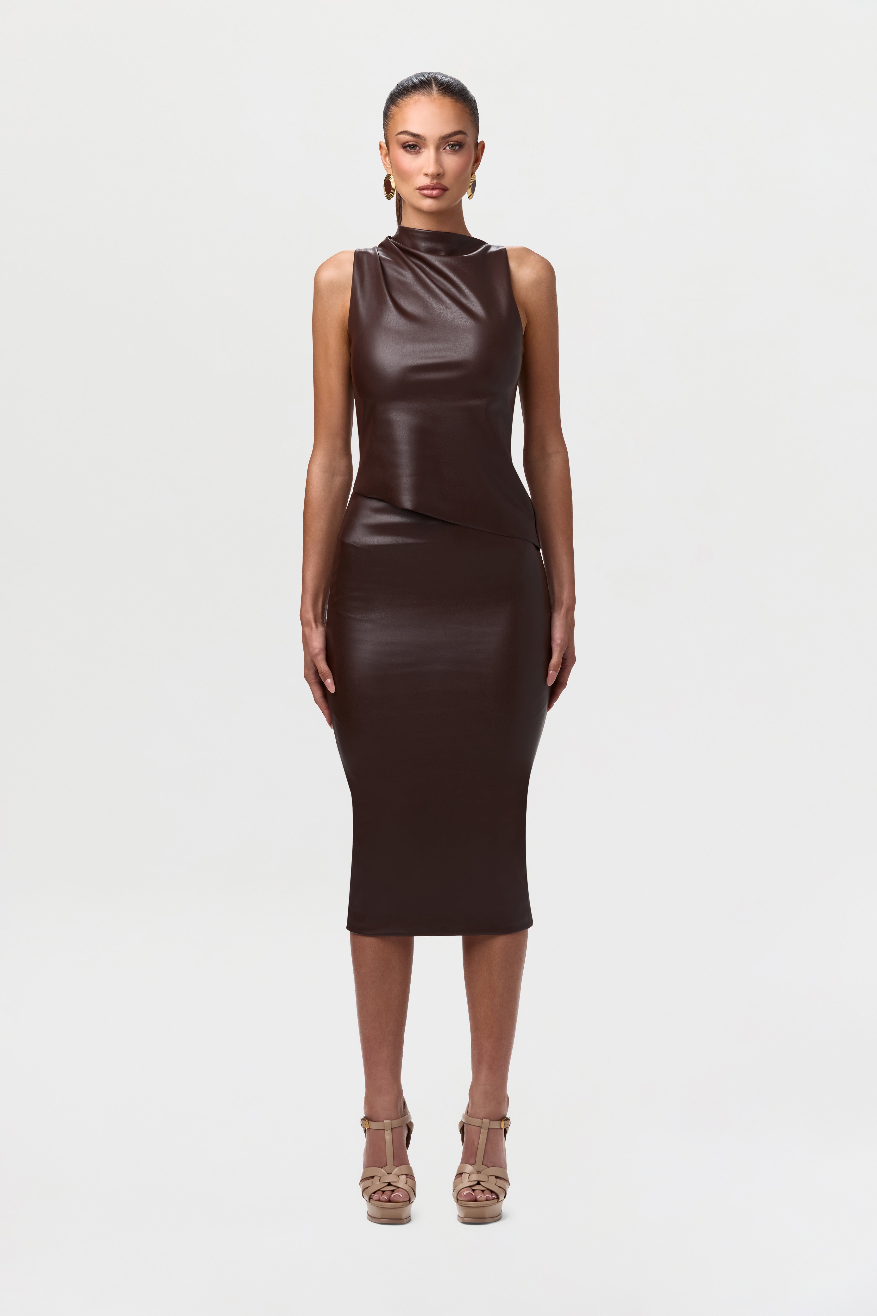 Vegan Leather Midi Skirt