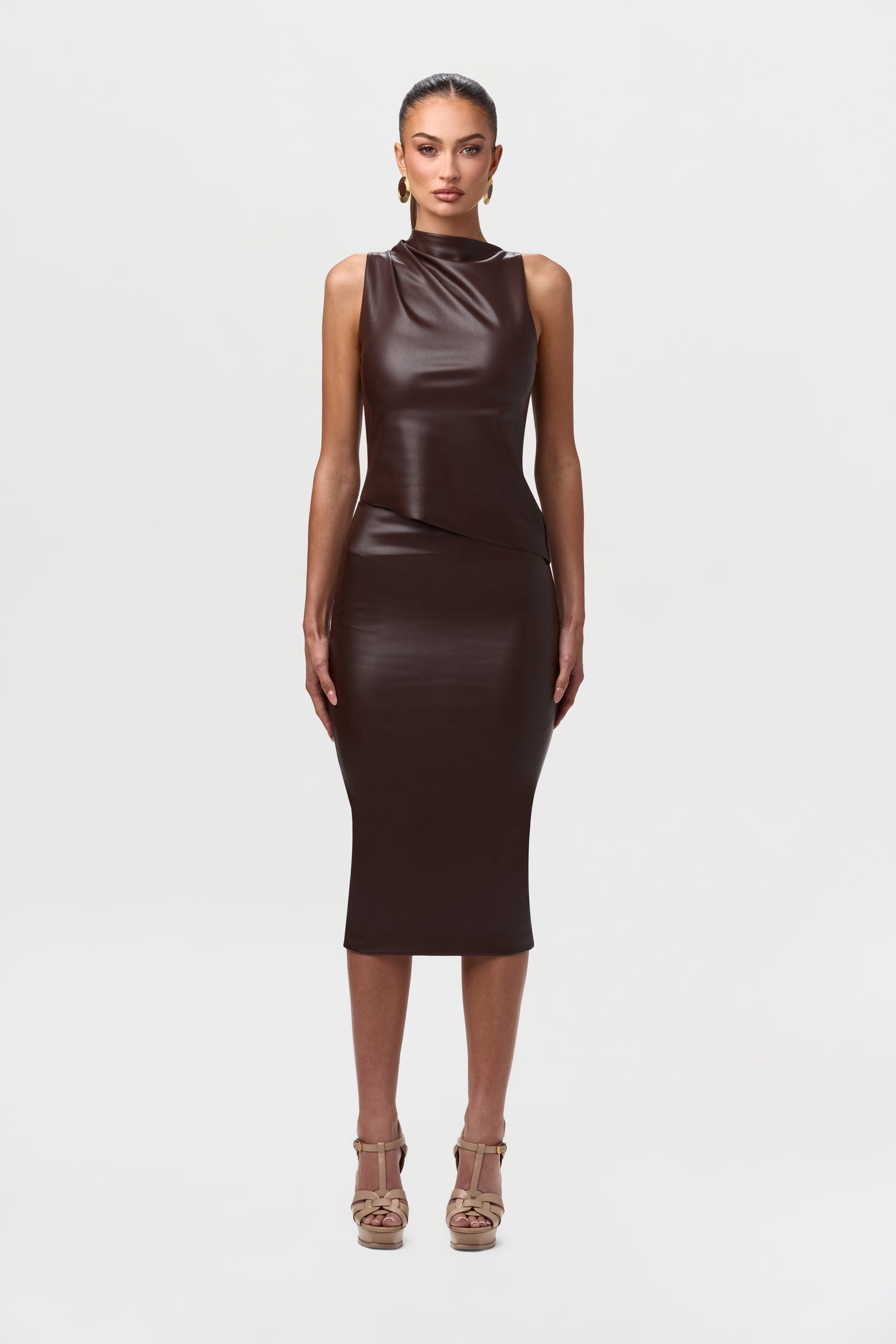 Vegan Leather Midi Skirt