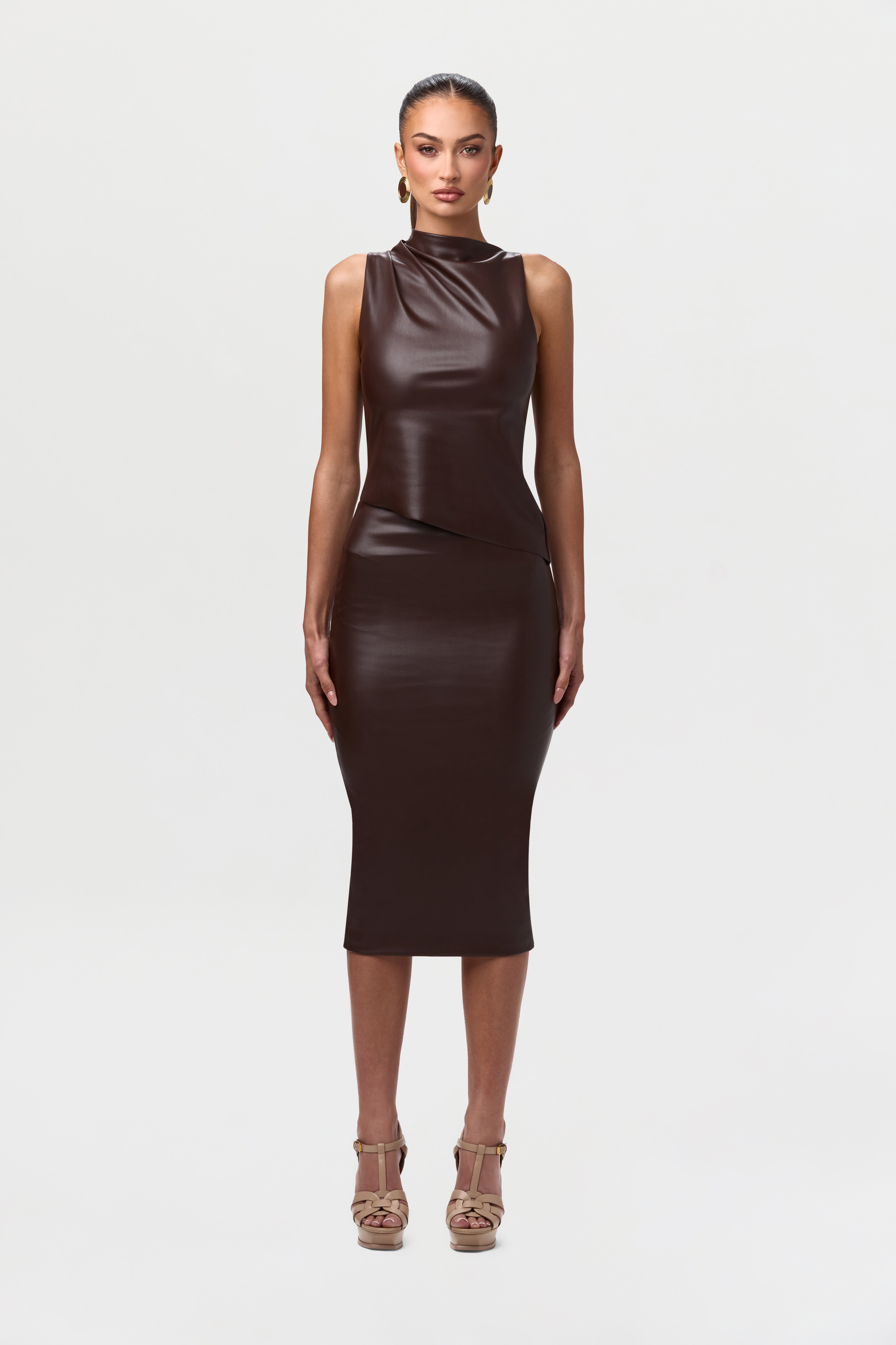 Vegan Leather Midi Skirt
