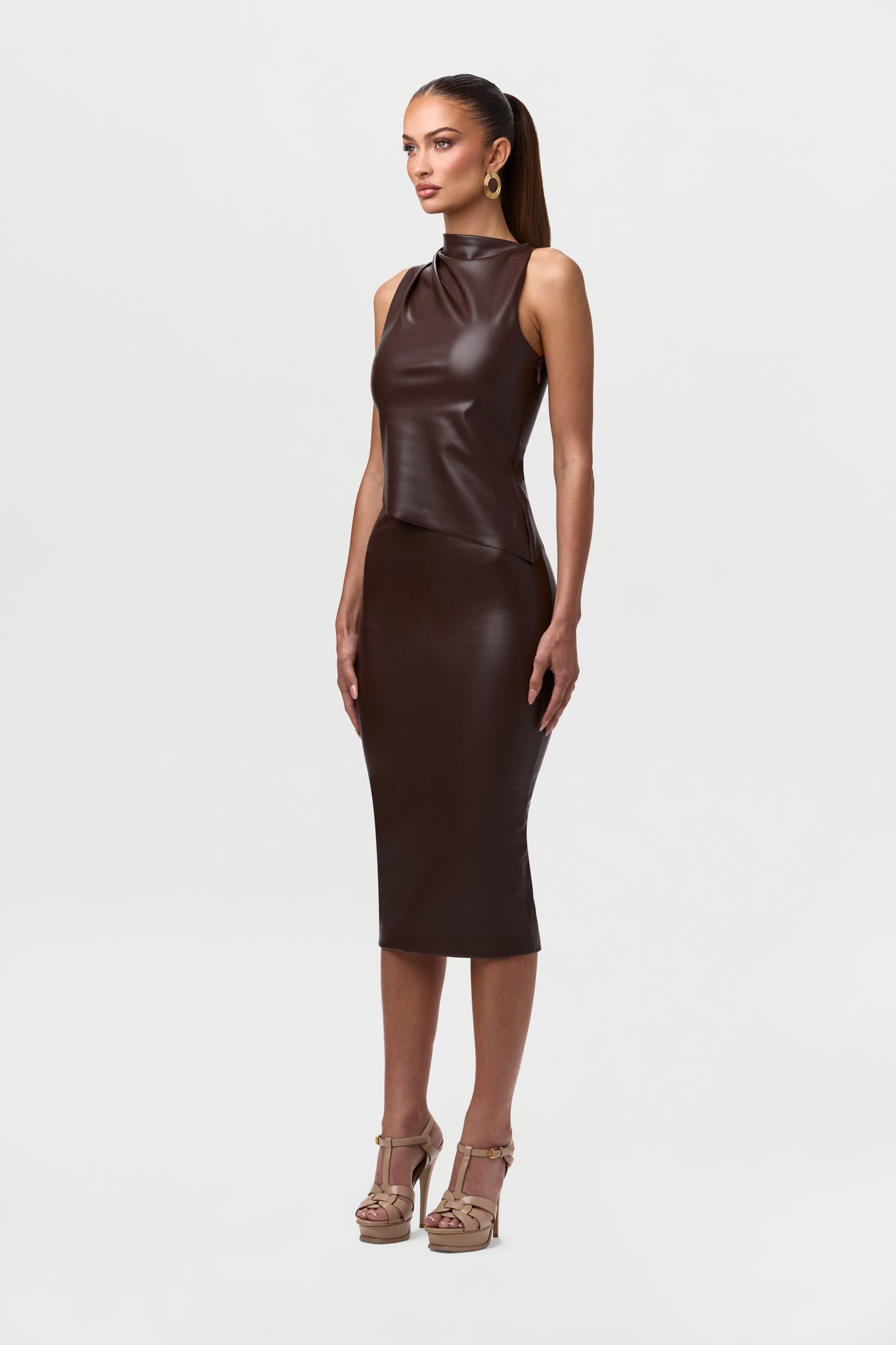 Vegan Leather Sleeveless Top