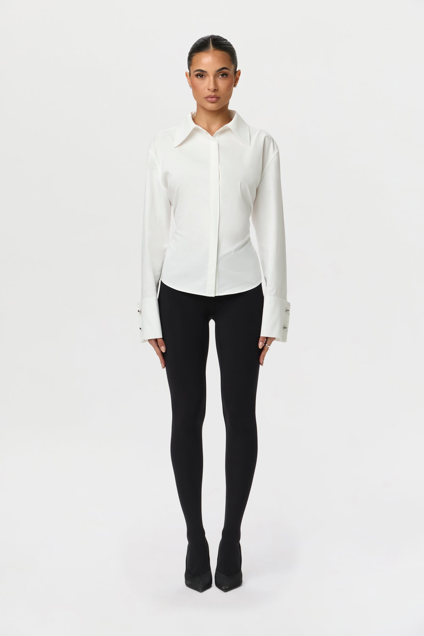 Shirting Contour Button Up Top