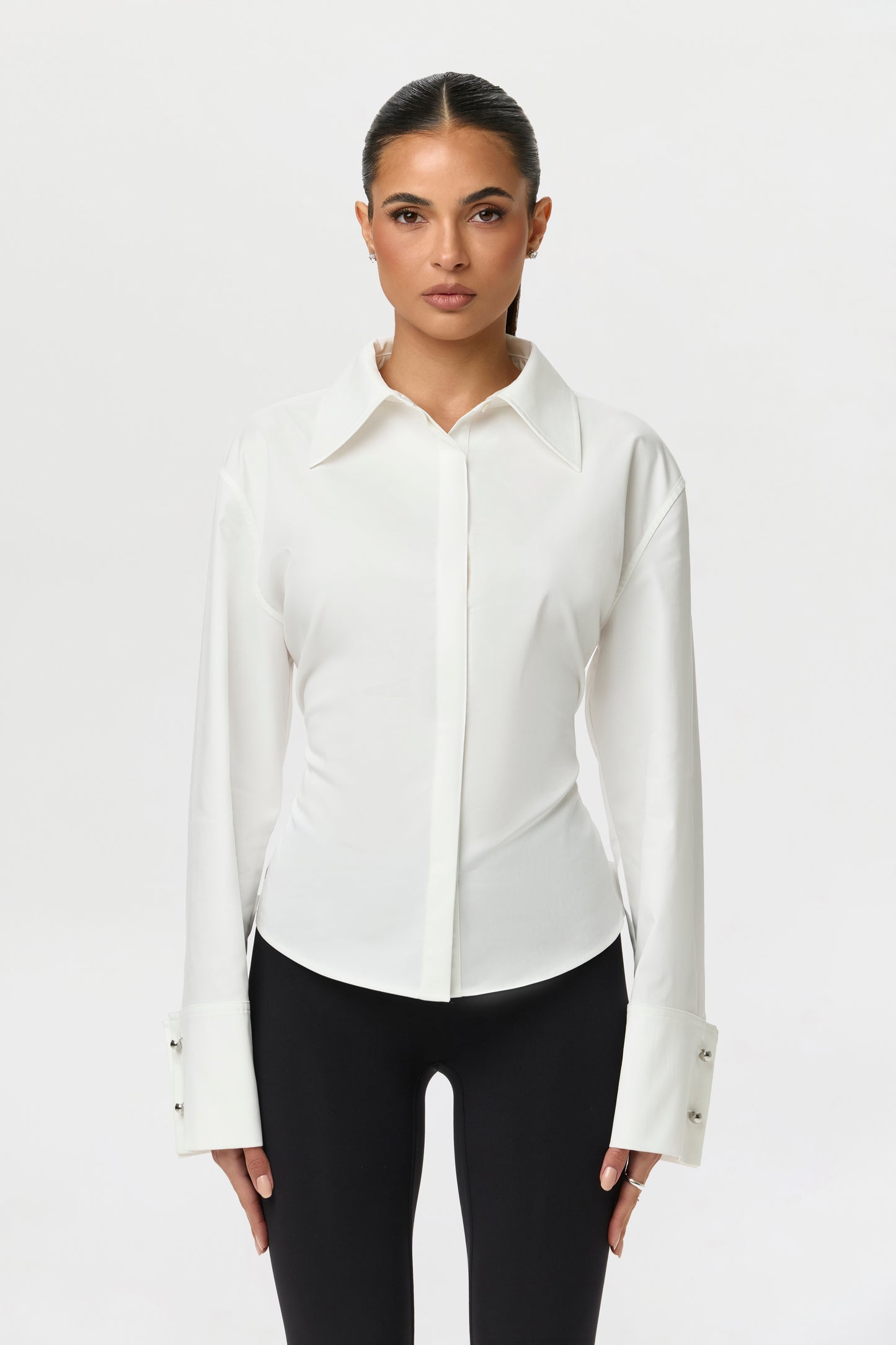 Shirting Contour Button Up Top