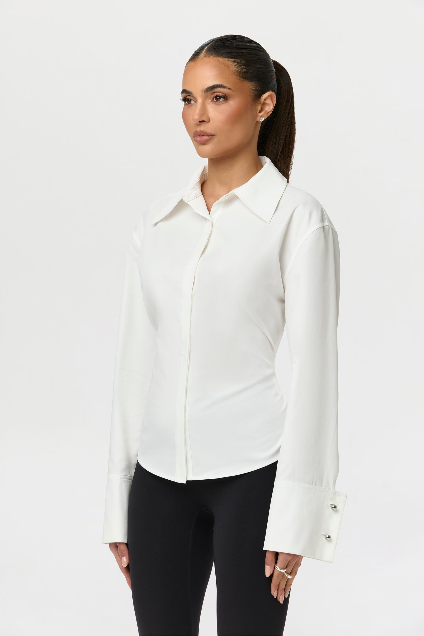 Shirting Contour Button Up Top