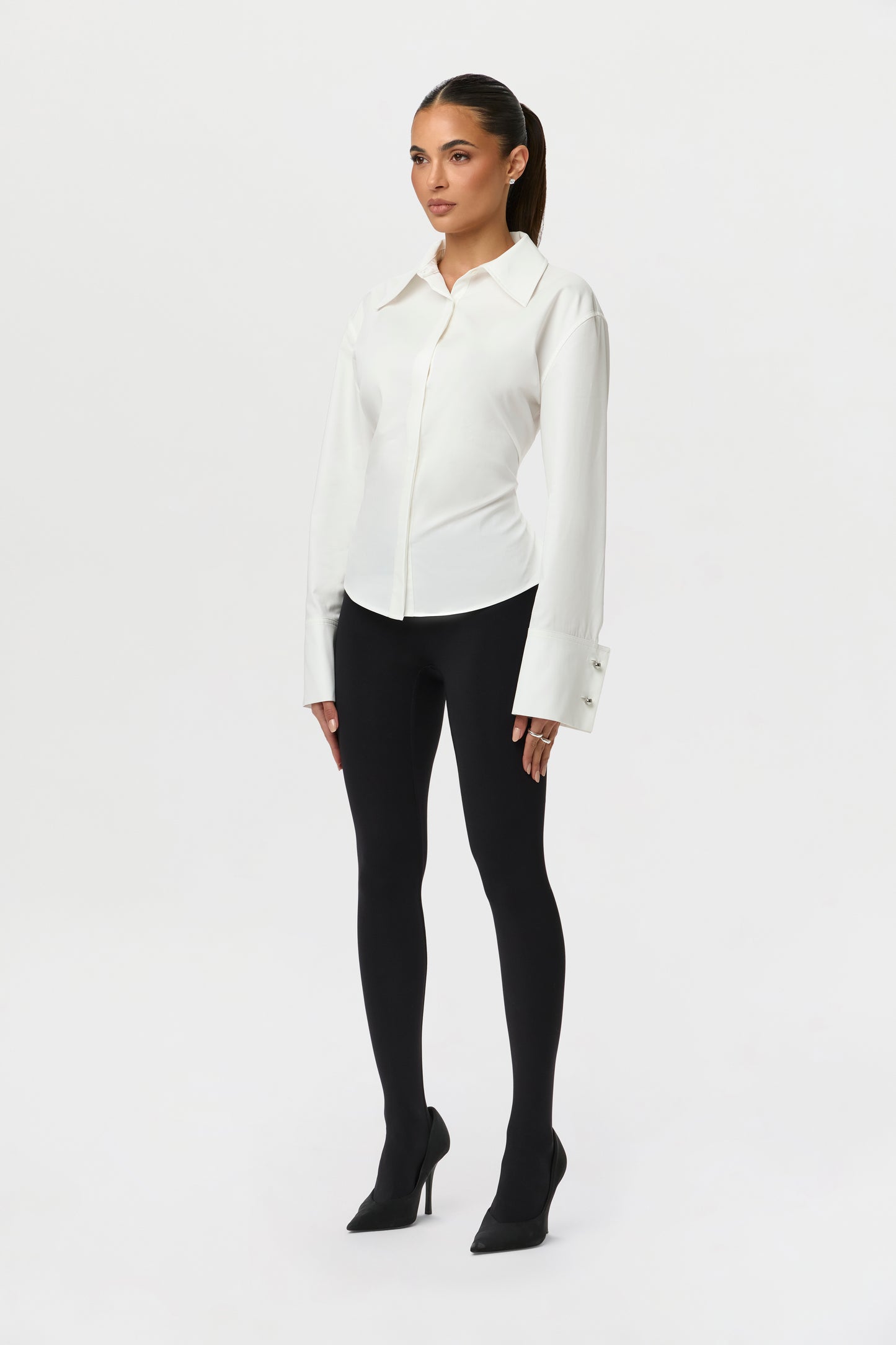 Shirting Contour Button Up Top