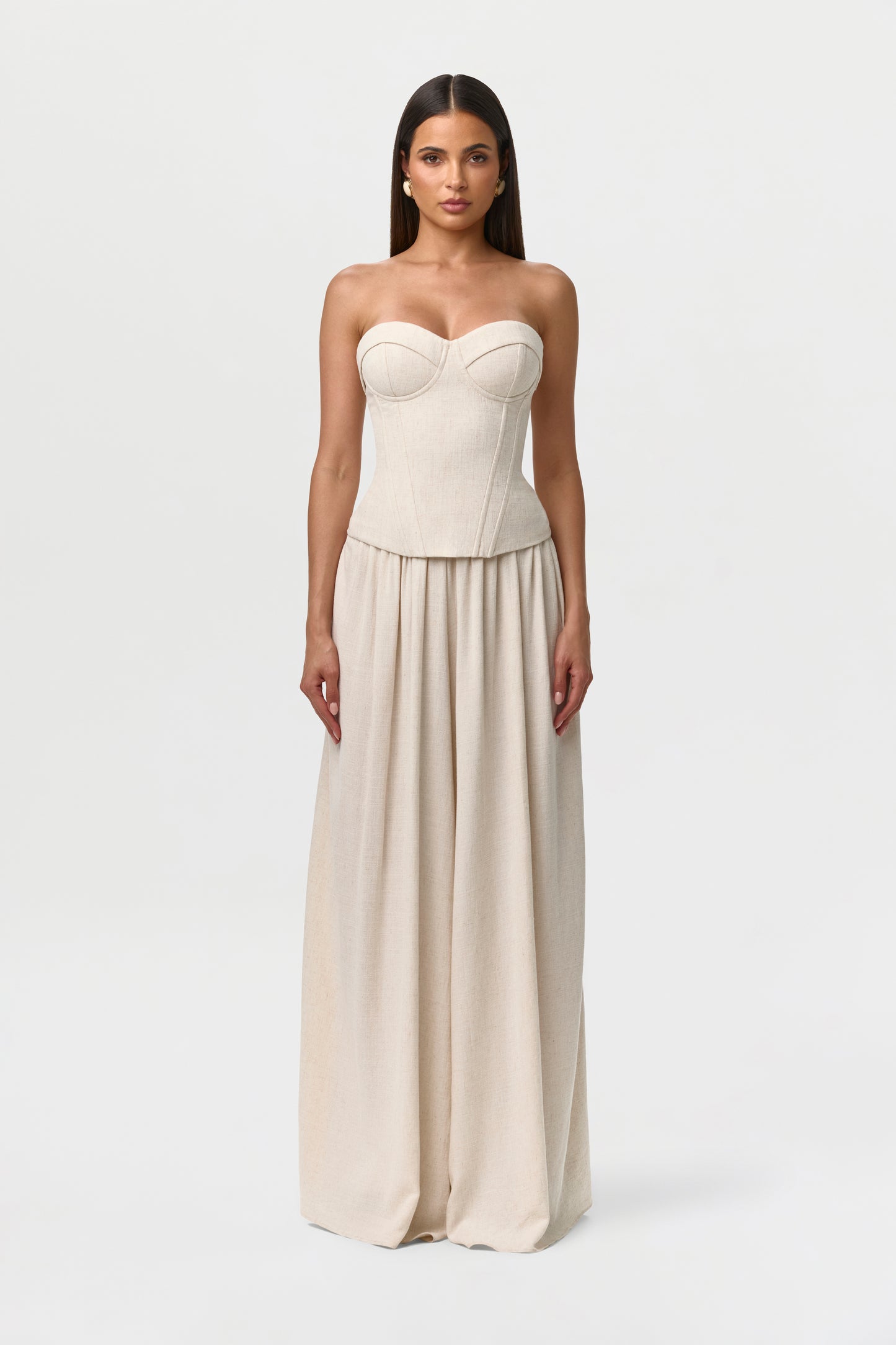 Linen Pleated Wide Leg Pants Petite