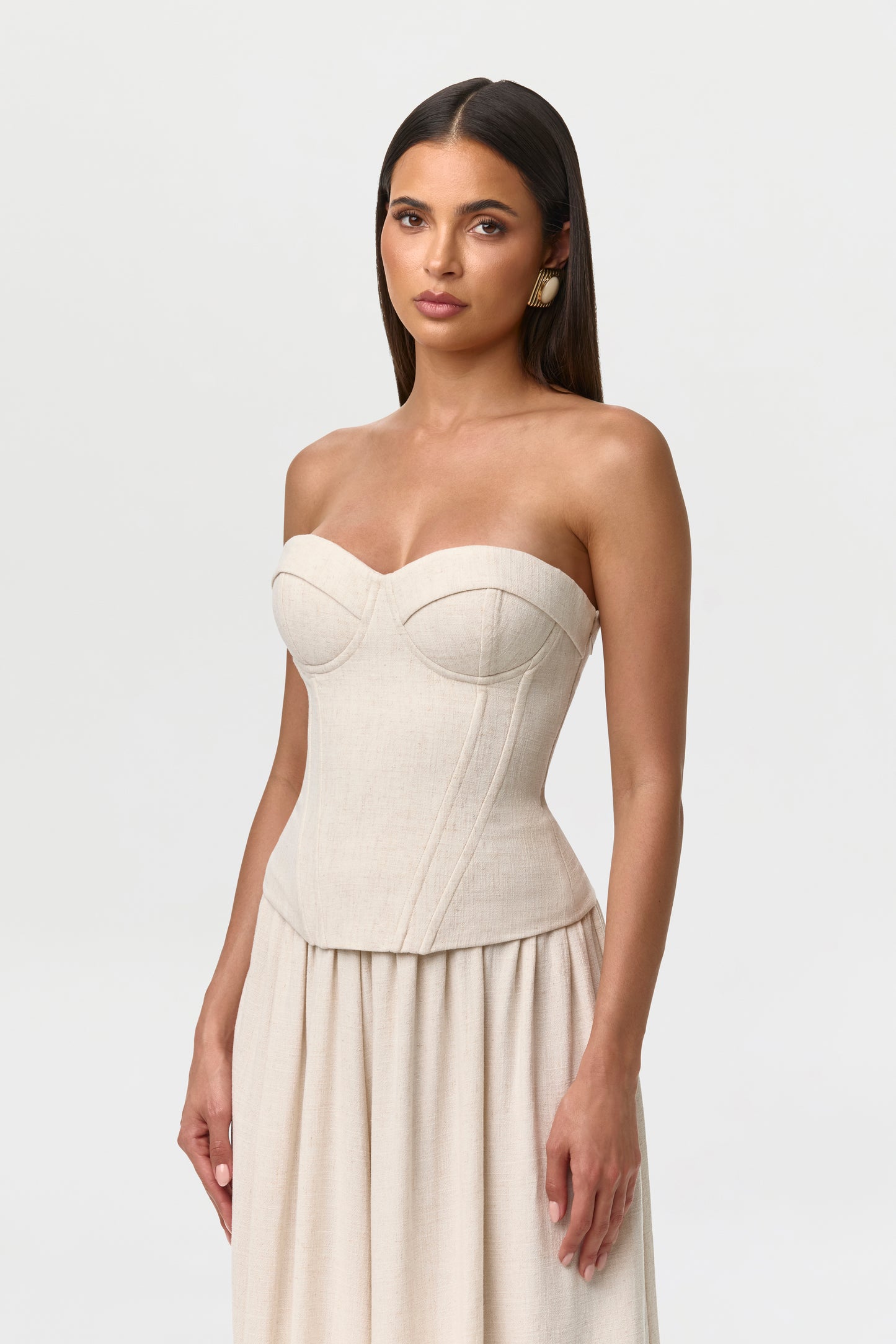 Cream Linen Corset Top