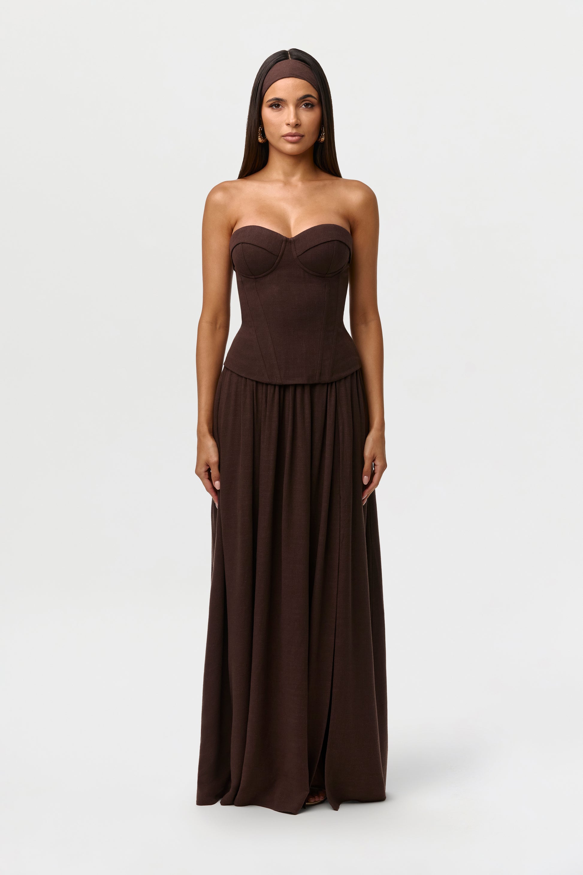 Dark Chocolate Linen Corset Top