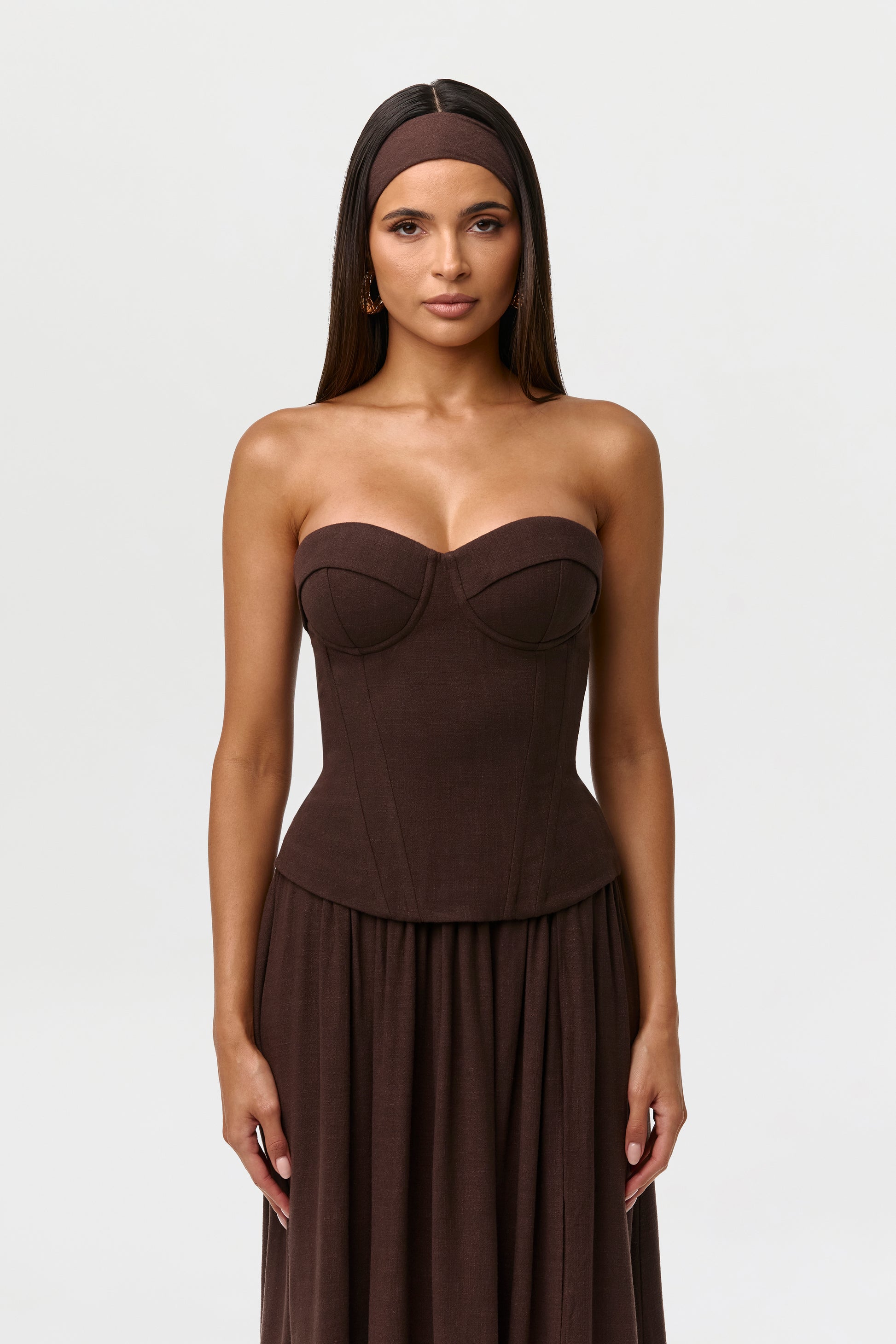 Dark Chocolate Linen Corset Top