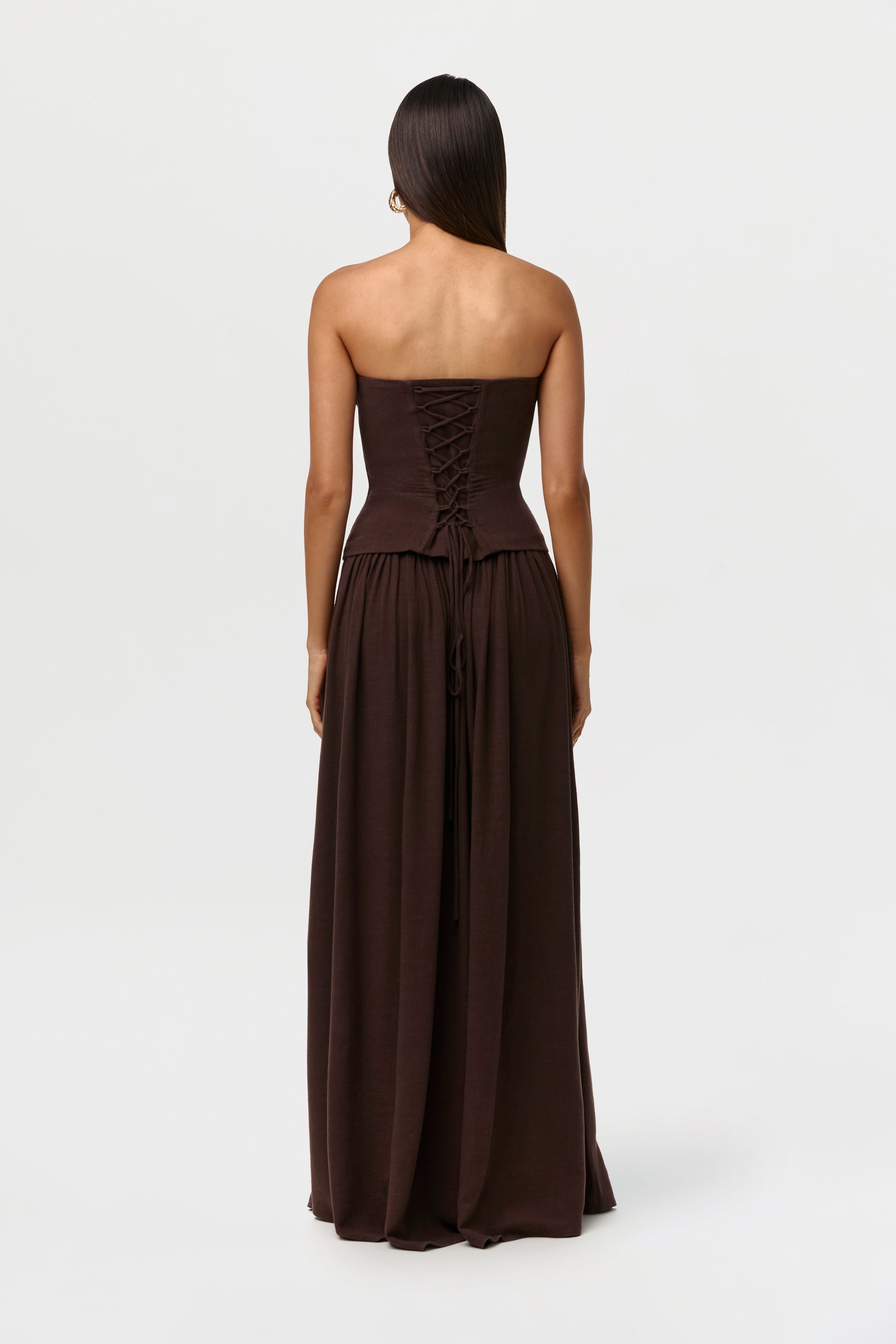 Dark Chocolate Linen Corset Top