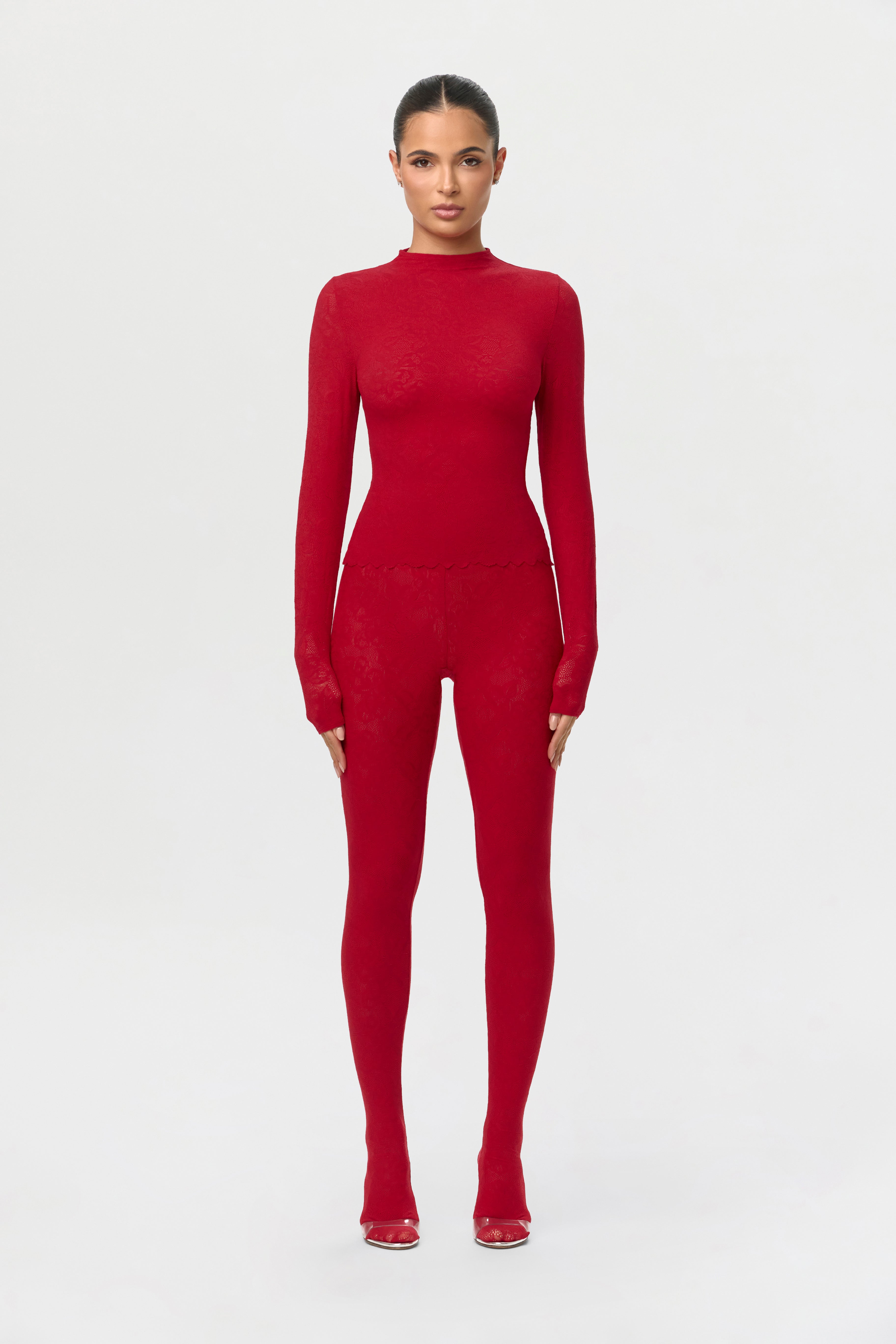 Stretch Lace Closed Toe Leggings