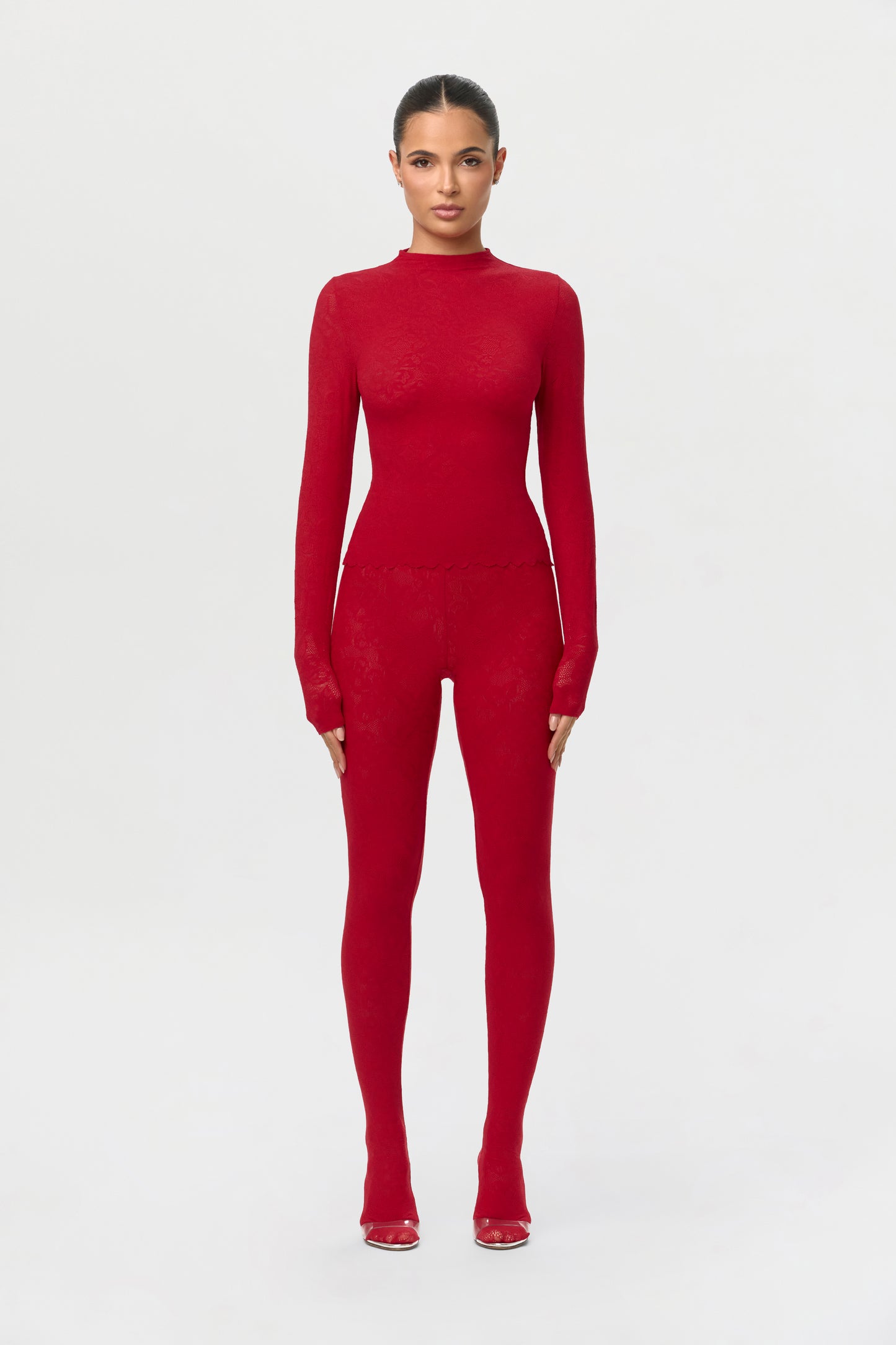 Stretch Lace Scallop Top