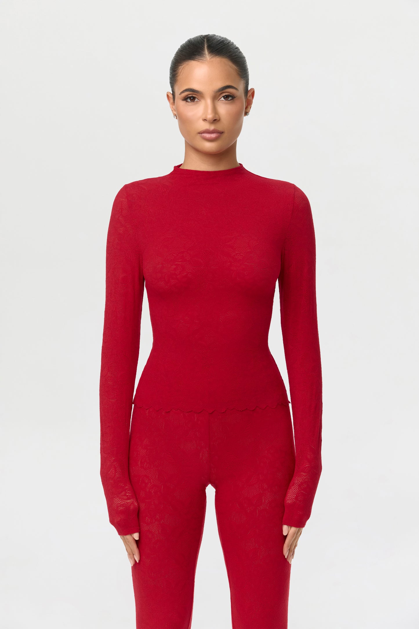 Stretch Lace Scallop Top