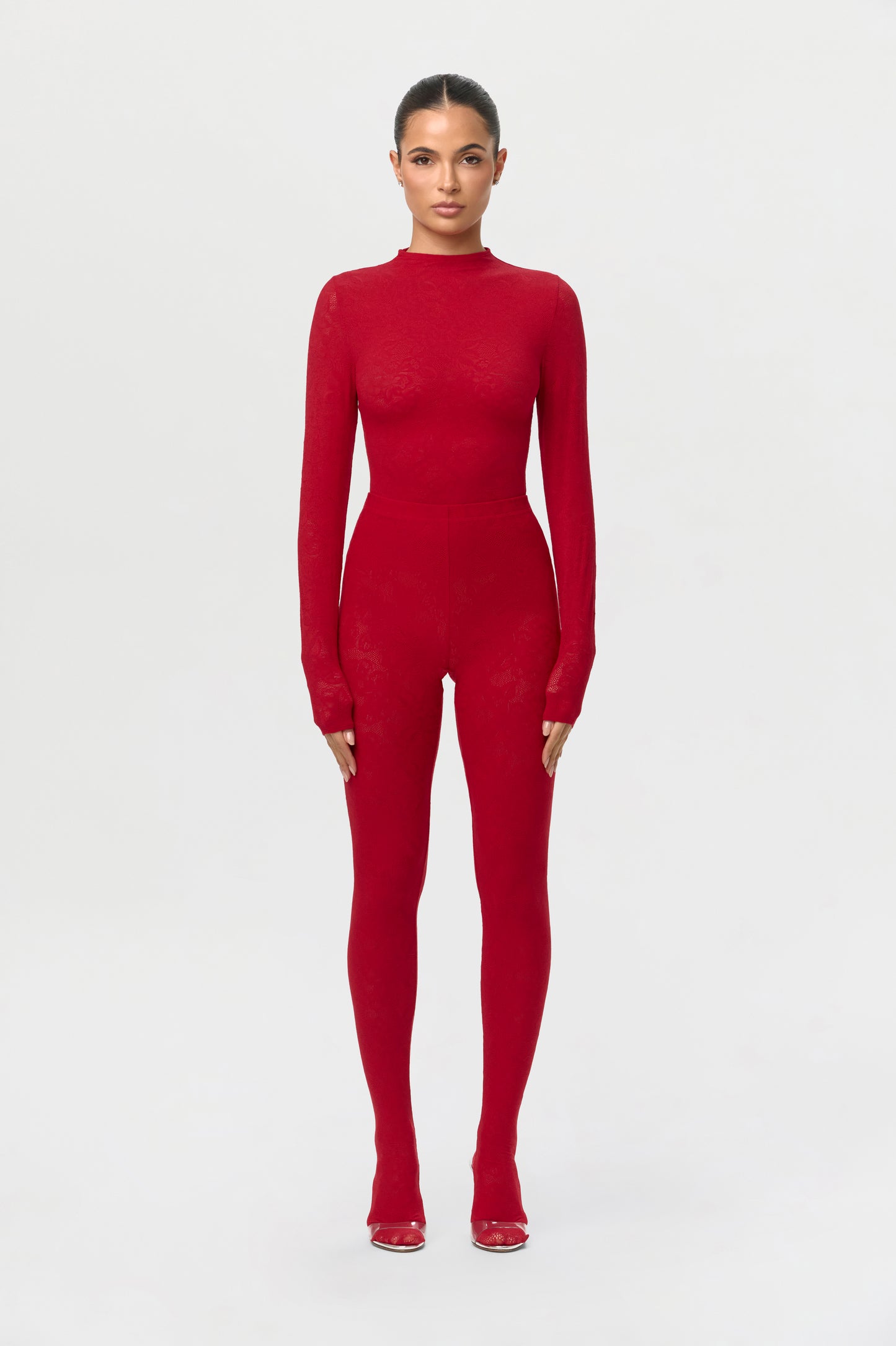 Stretch Lace Closed Toe Leggings Petite