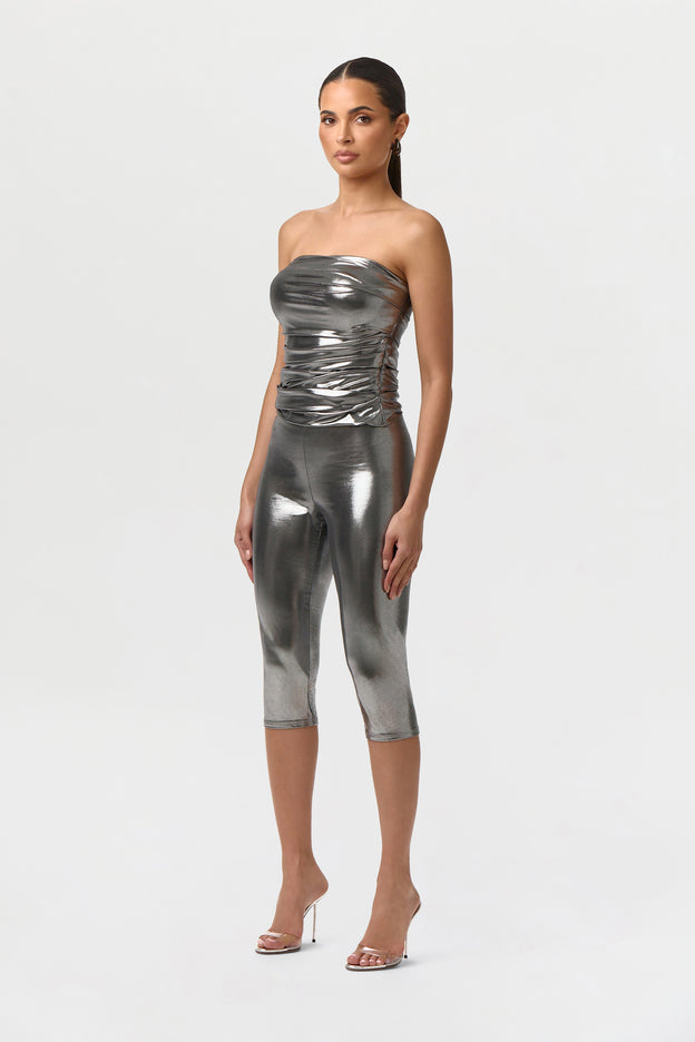 Foil Jersey Capri Leggings