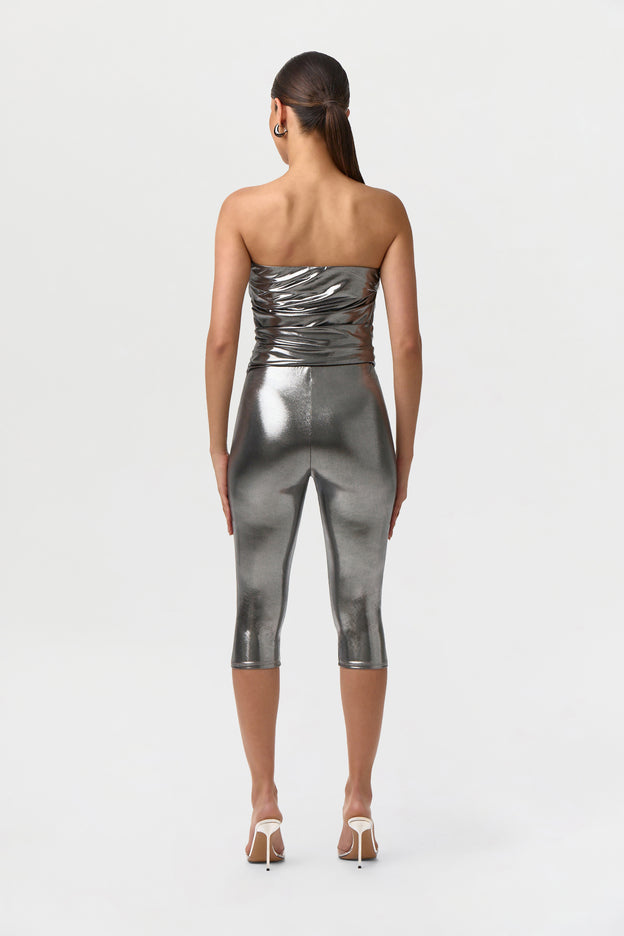 Foil Jersey Capri Leggings
