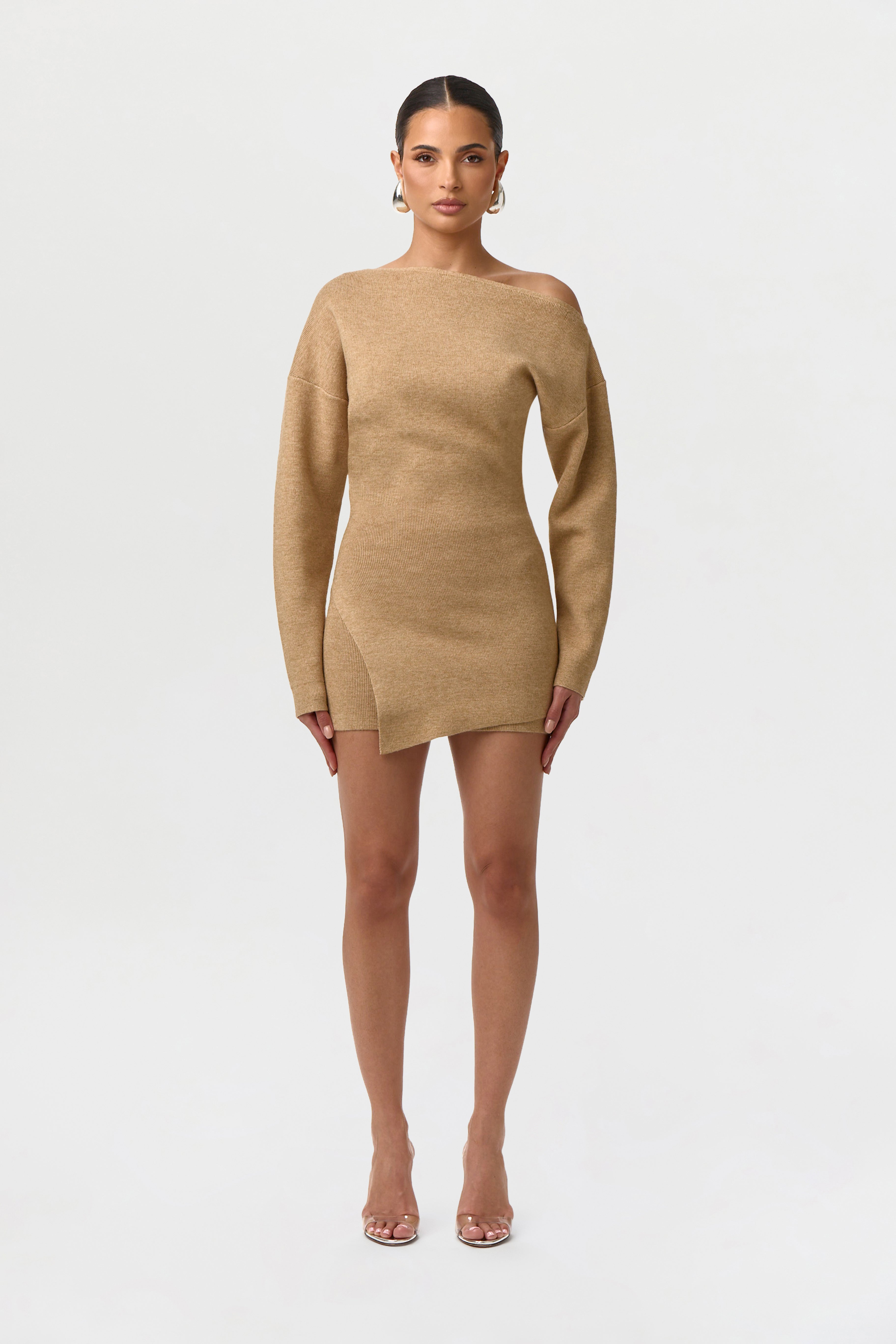 Knit Off-Shoulder Asymmetric Top – Naked Wardrobe