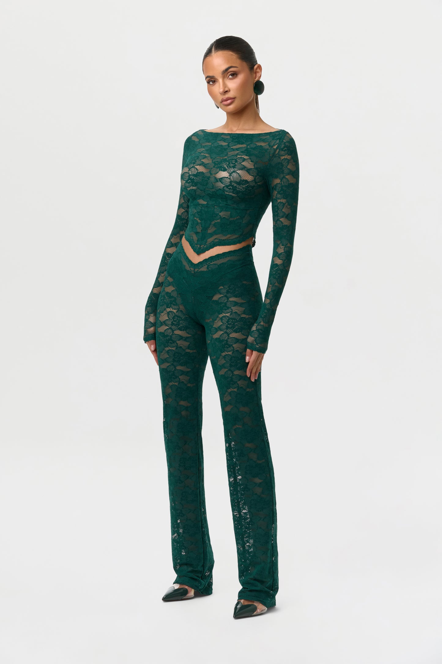 Stretch Lace Straight Leg Pants