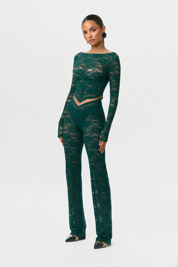 Stretch Lace Straight Leg Pants
