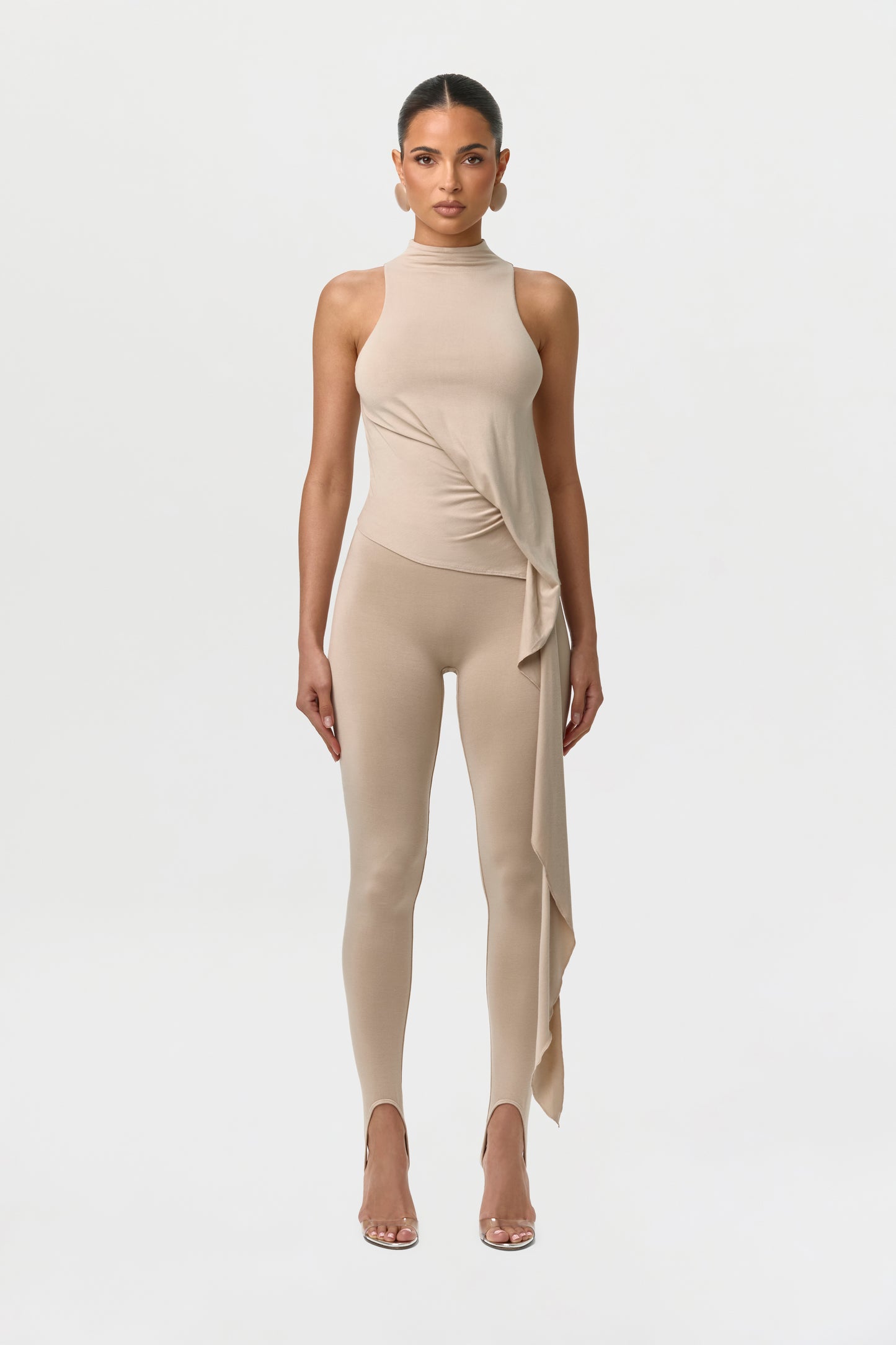 Smooth Sleeveless Drape Top