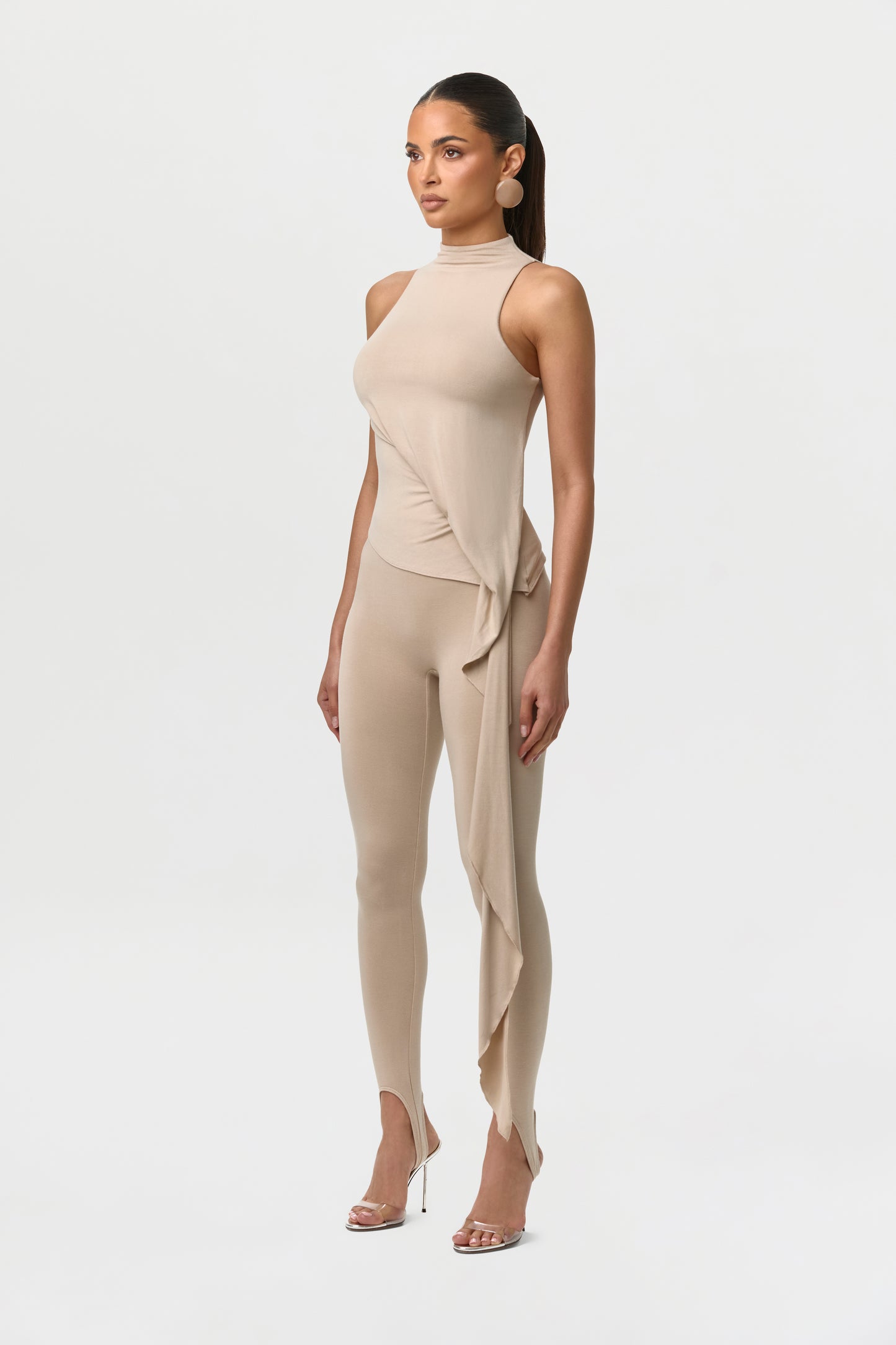 Smooth Sleeveless Drape Top