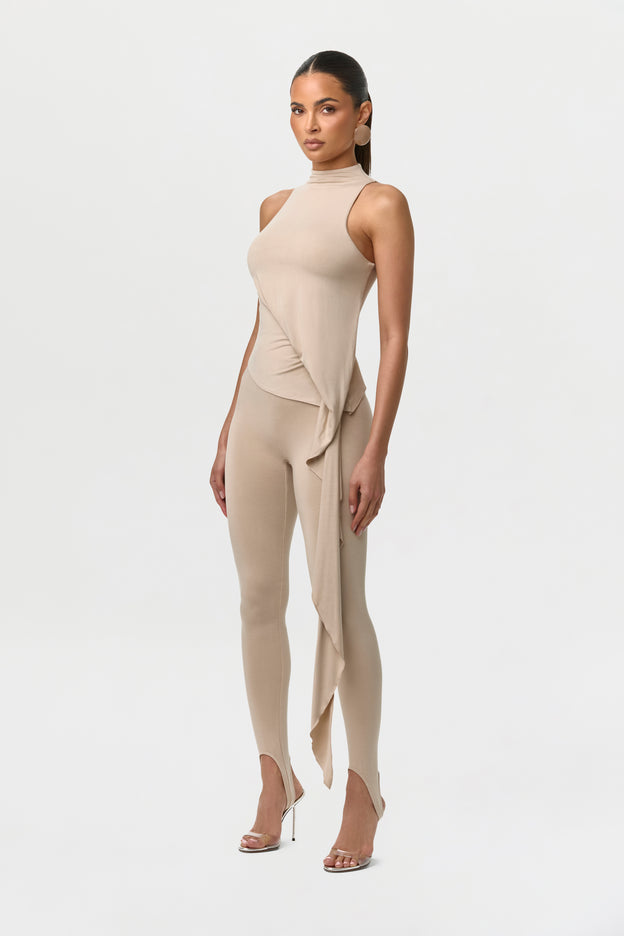 Smooth Sleeveless Drape Top