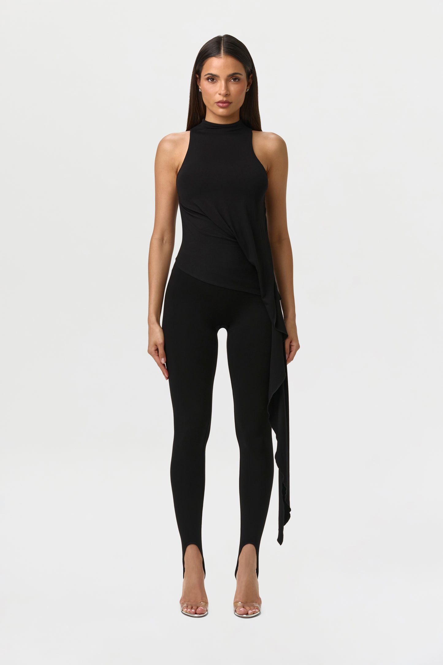 Smooth Sleeveless Drape Top