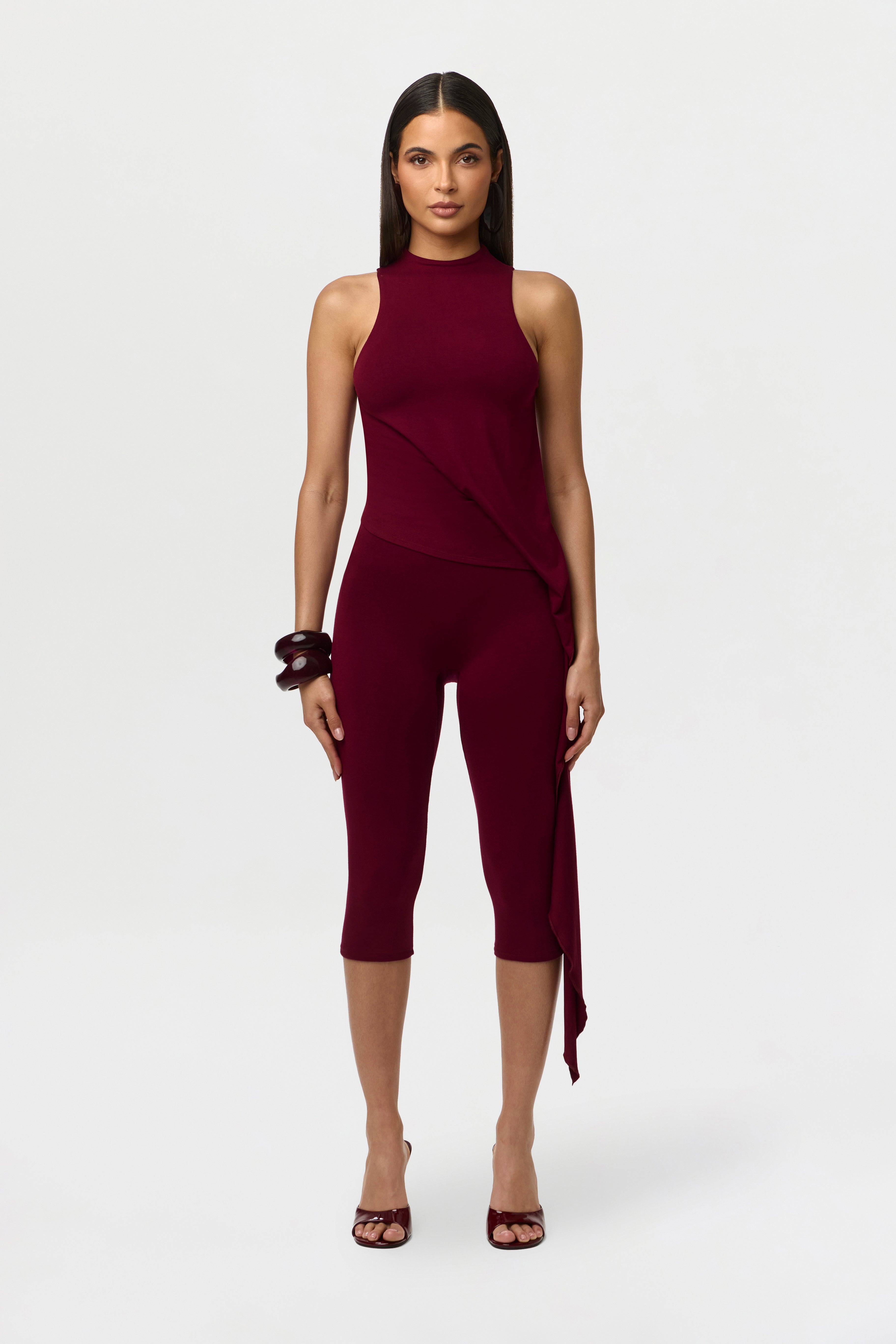 Smooth Sleeveless Drape Top