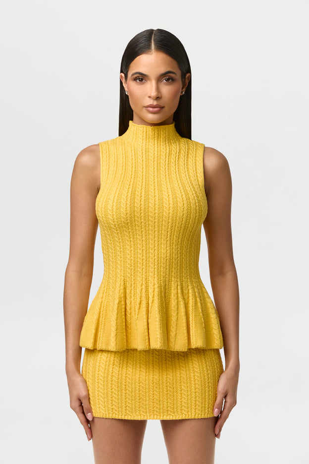 Knit Sleeveless Peplum Top