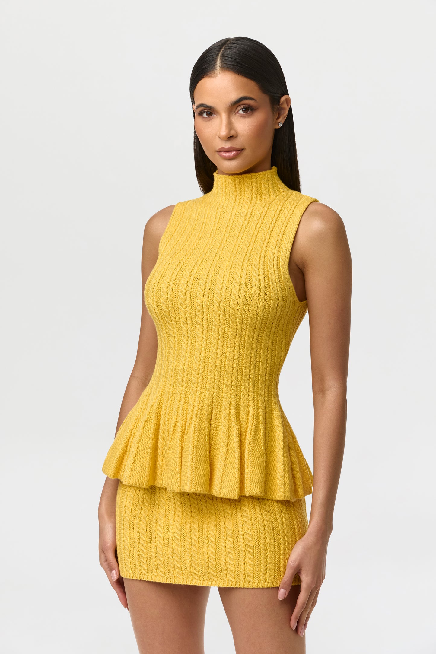 Knit Sleeveless Peplum Top