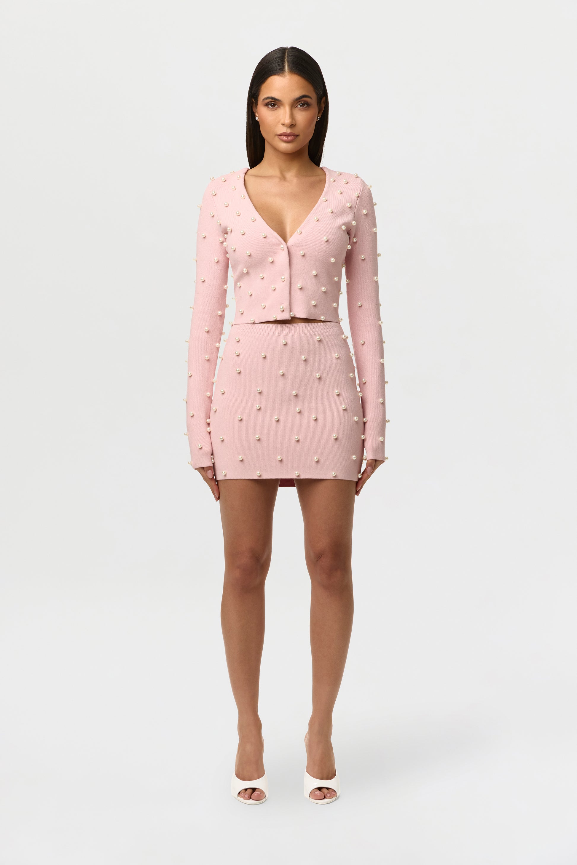 Knit Pearl Mini Skirt
