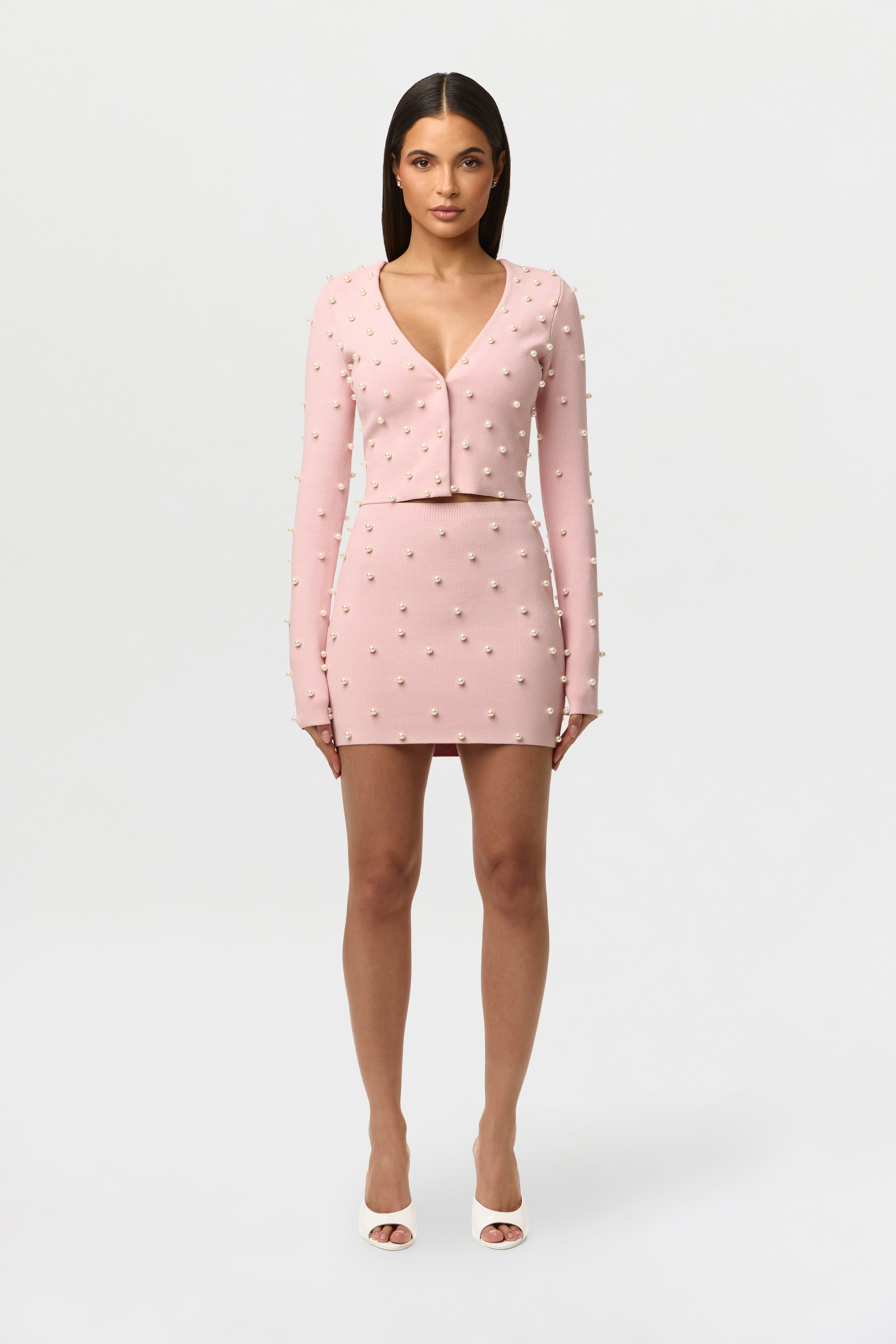 Knit Pearl Mini Skirt