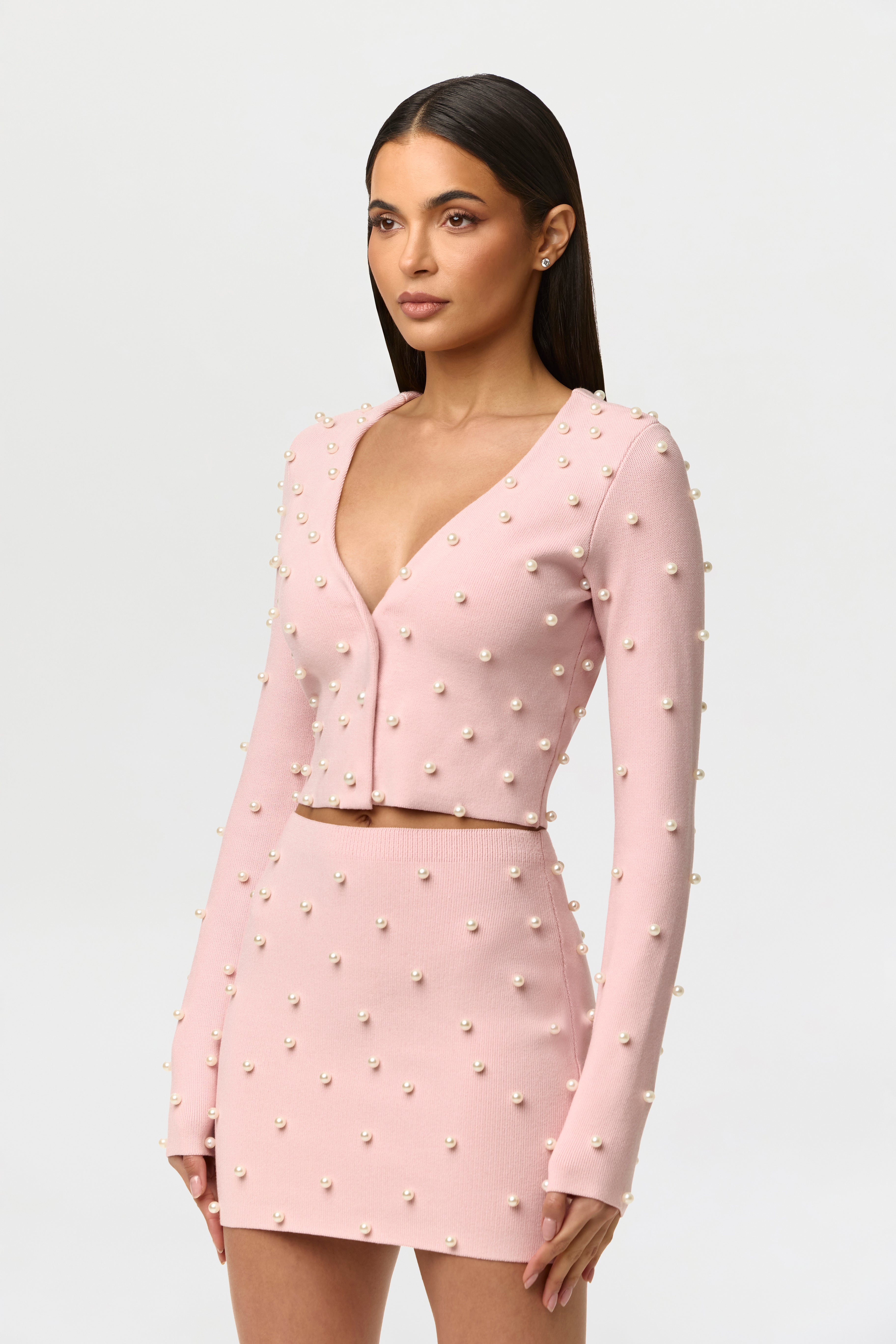 Knit Pearl Crop Cardigan