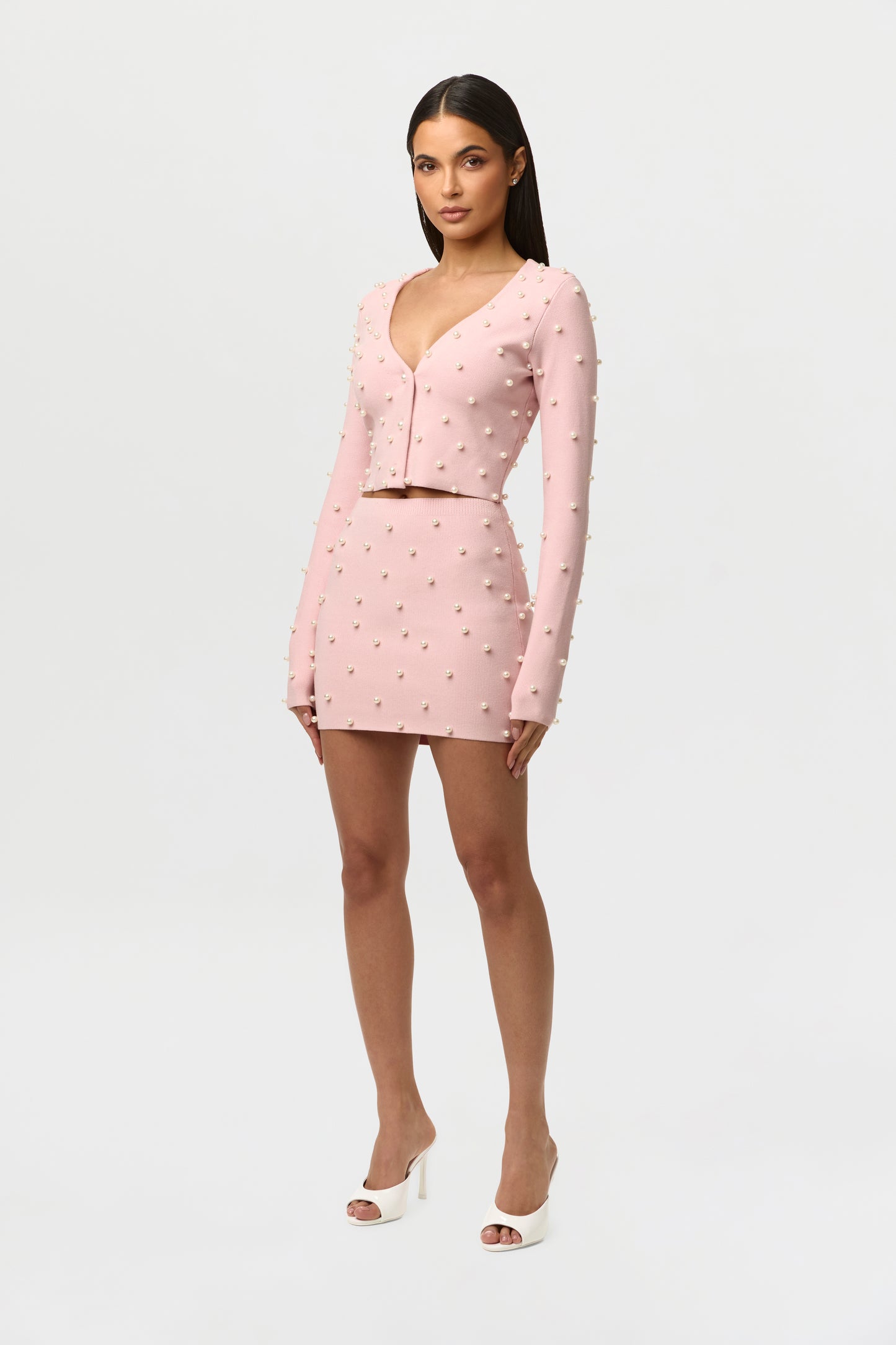 Knit Pearl Mini Skirt