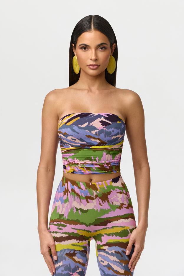 Naked Print Ruched Tube Top