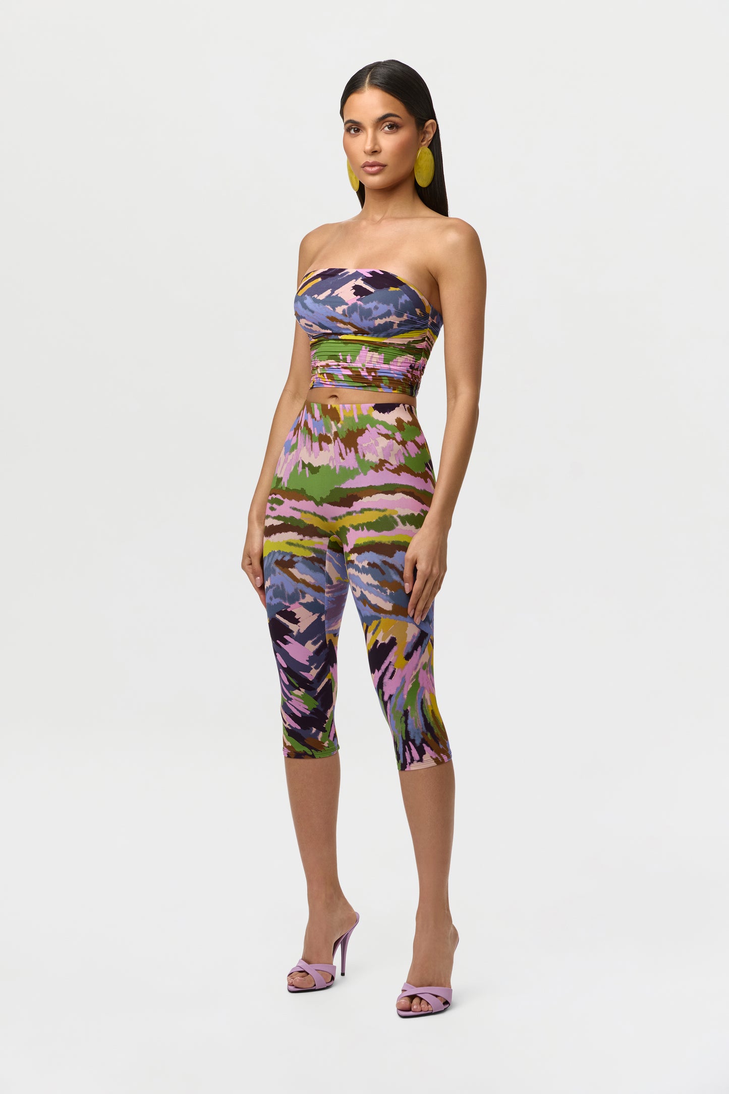 Naked Print Ruched Tube Top