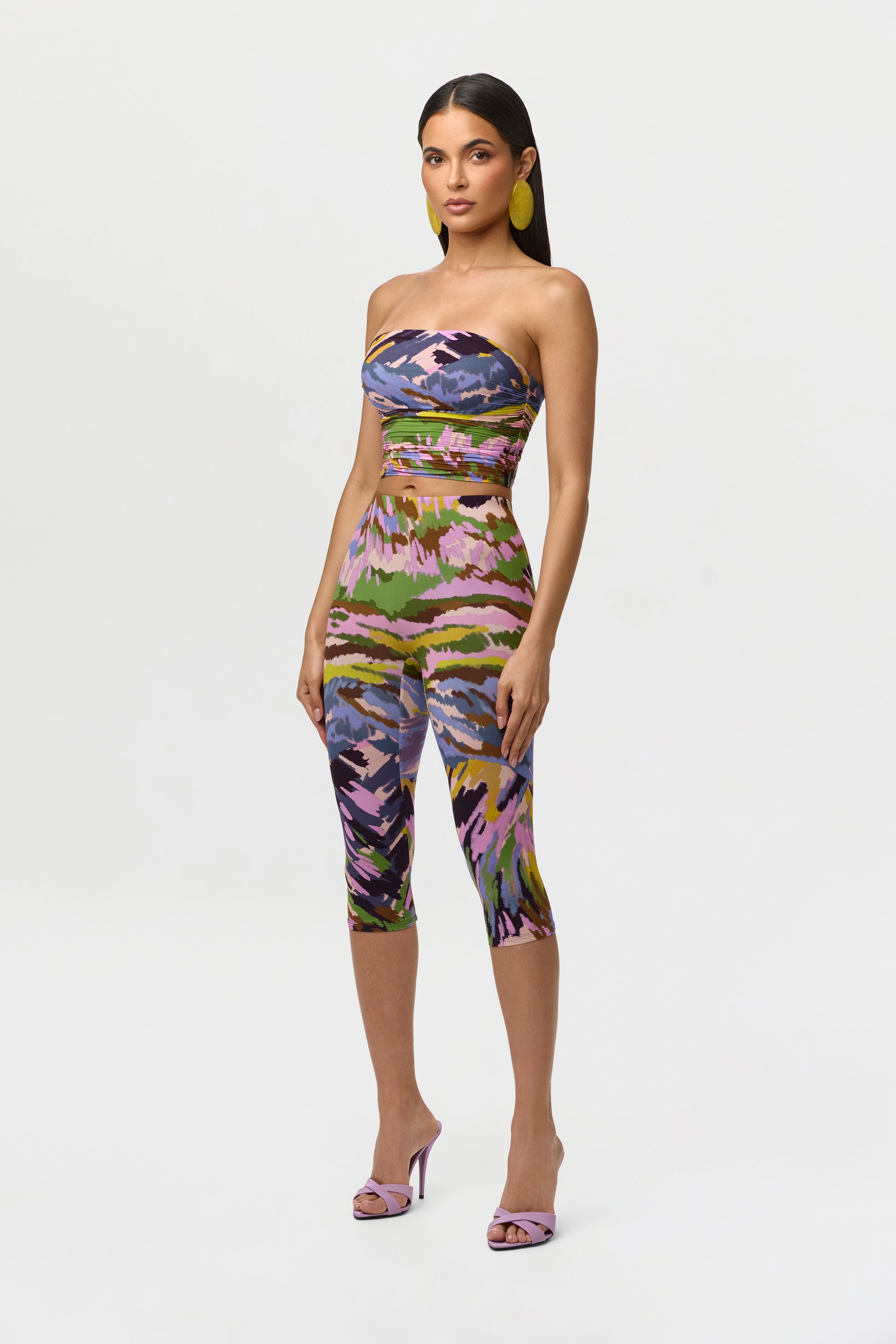 Naked Print Ruched Tube Top