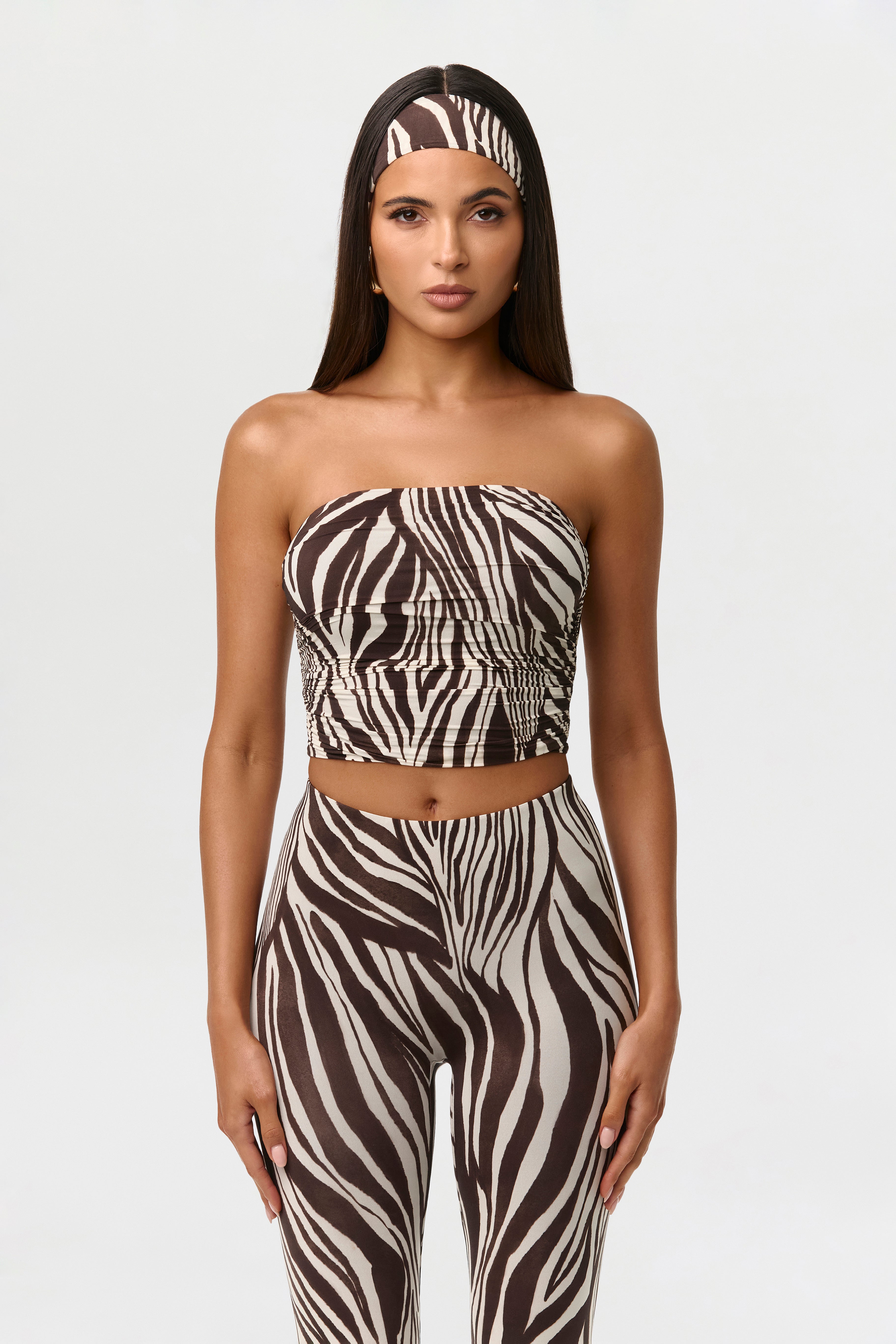 Naked Print Ruched Tube Top