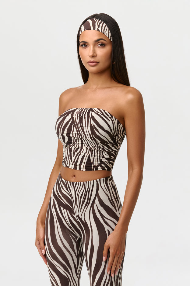 Naked Print Ruched Tube Top