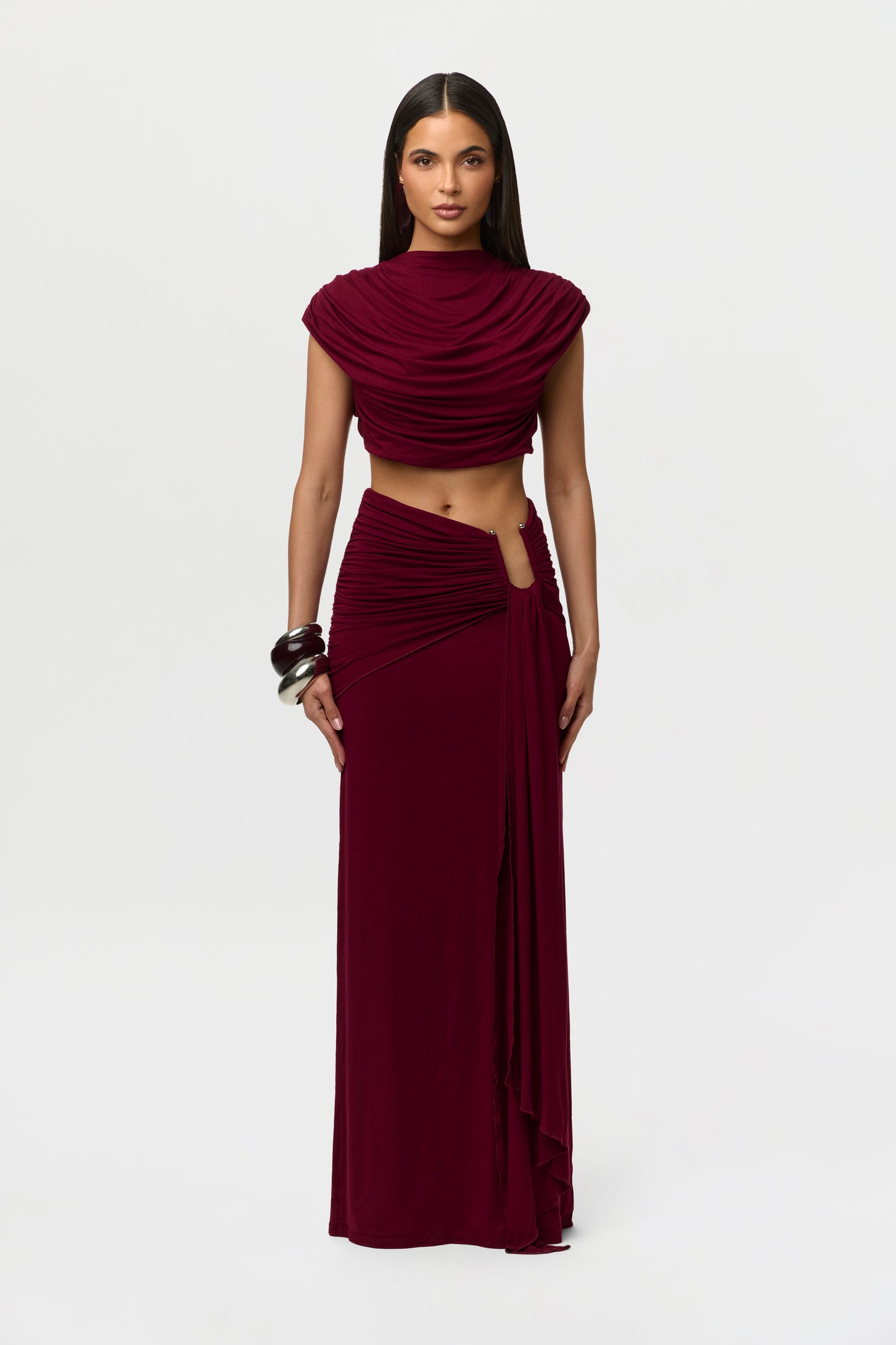 Smooth Draped Wired Maxi Skirt