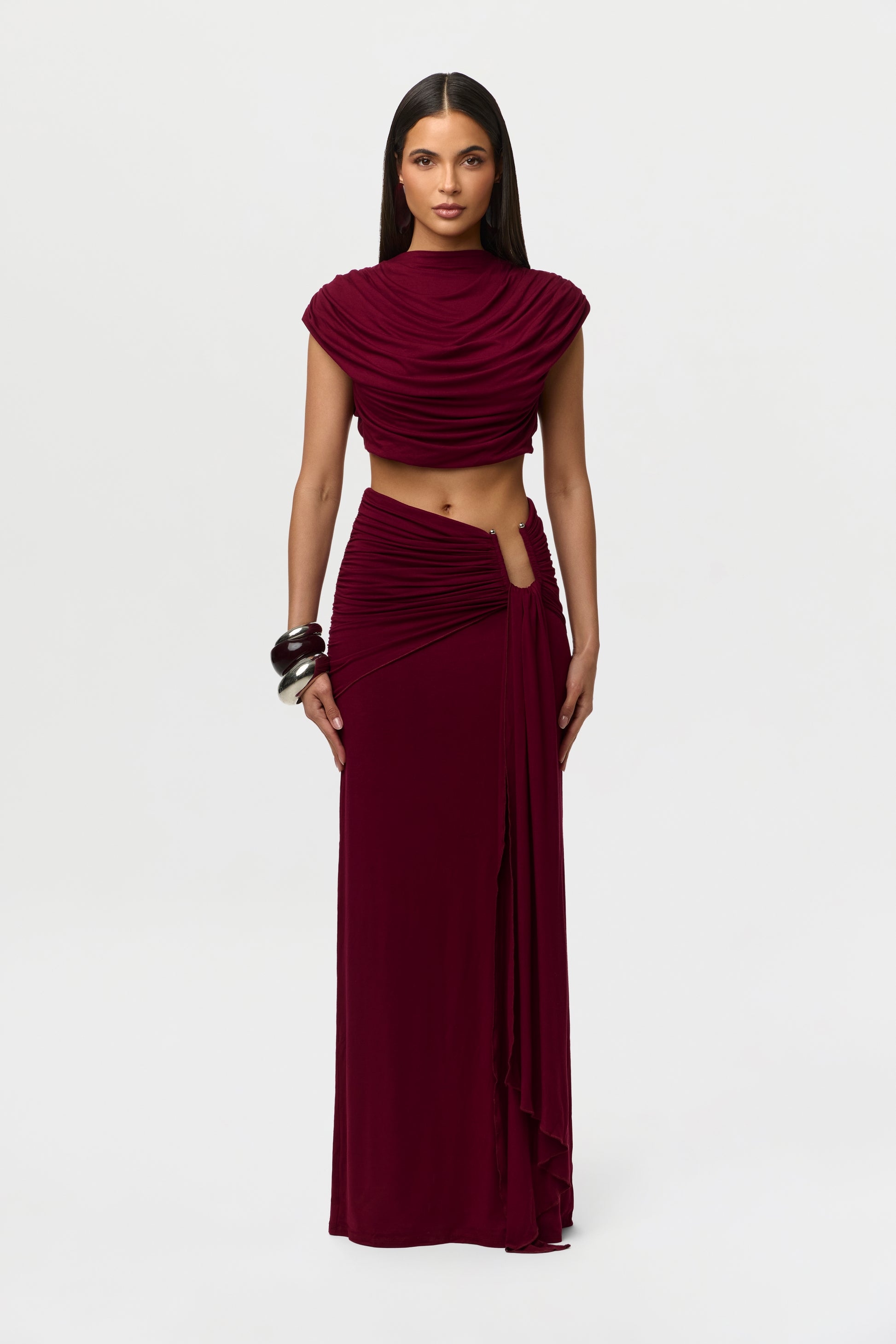 Smooth Draped Wired Maxi Skirt