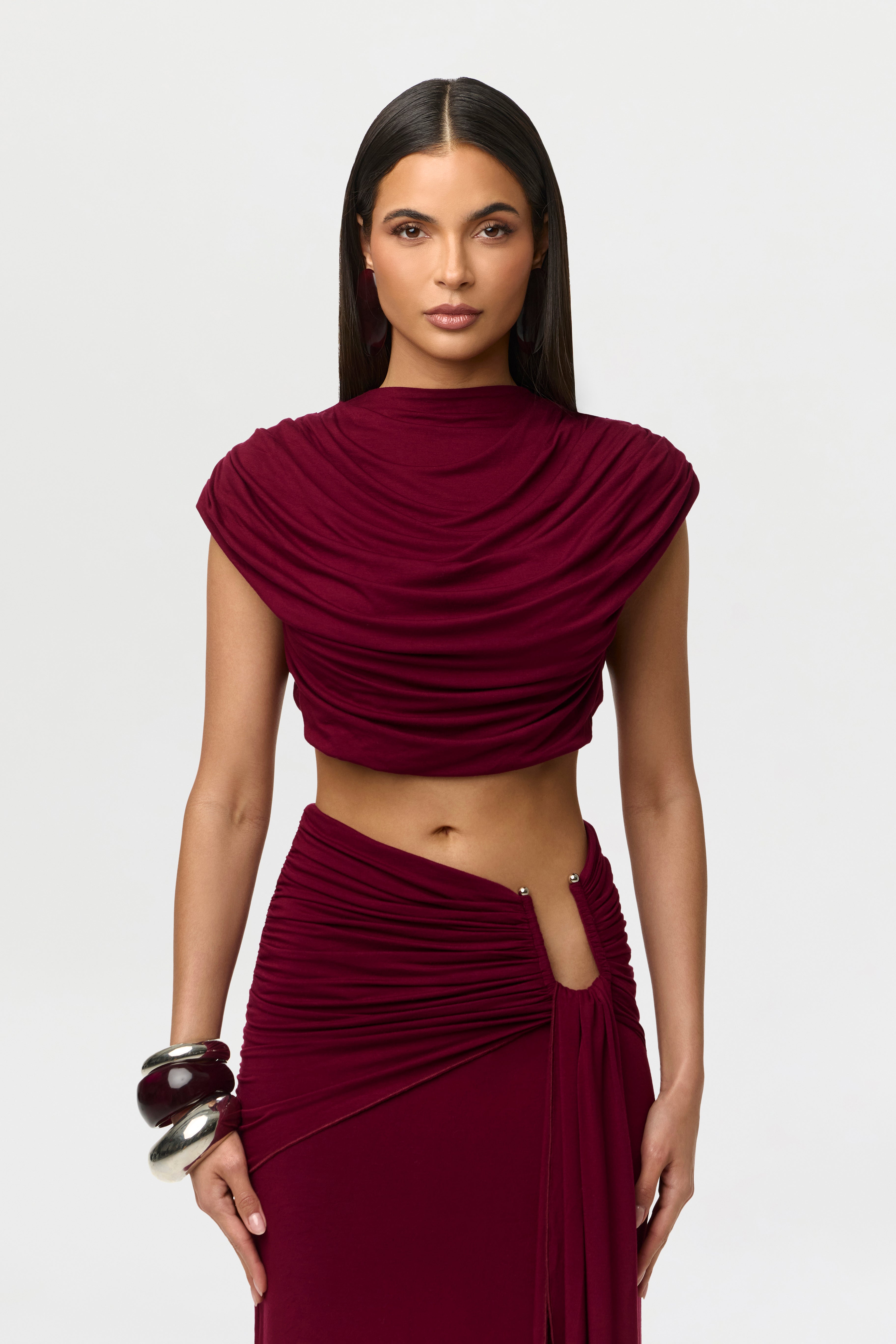Smooth Drape Open Back Crop Top