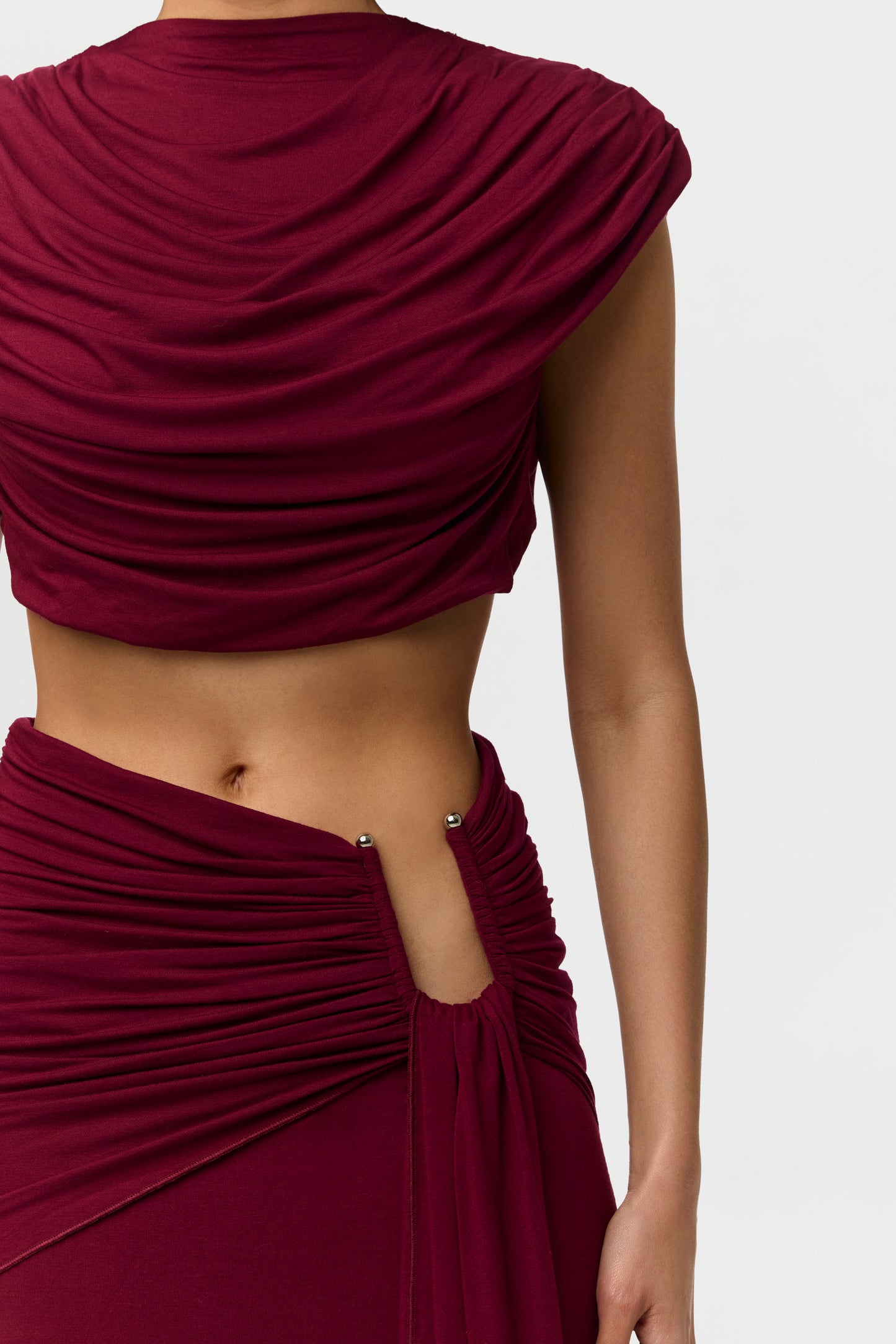 Smooth Drape Open Back Crop Top