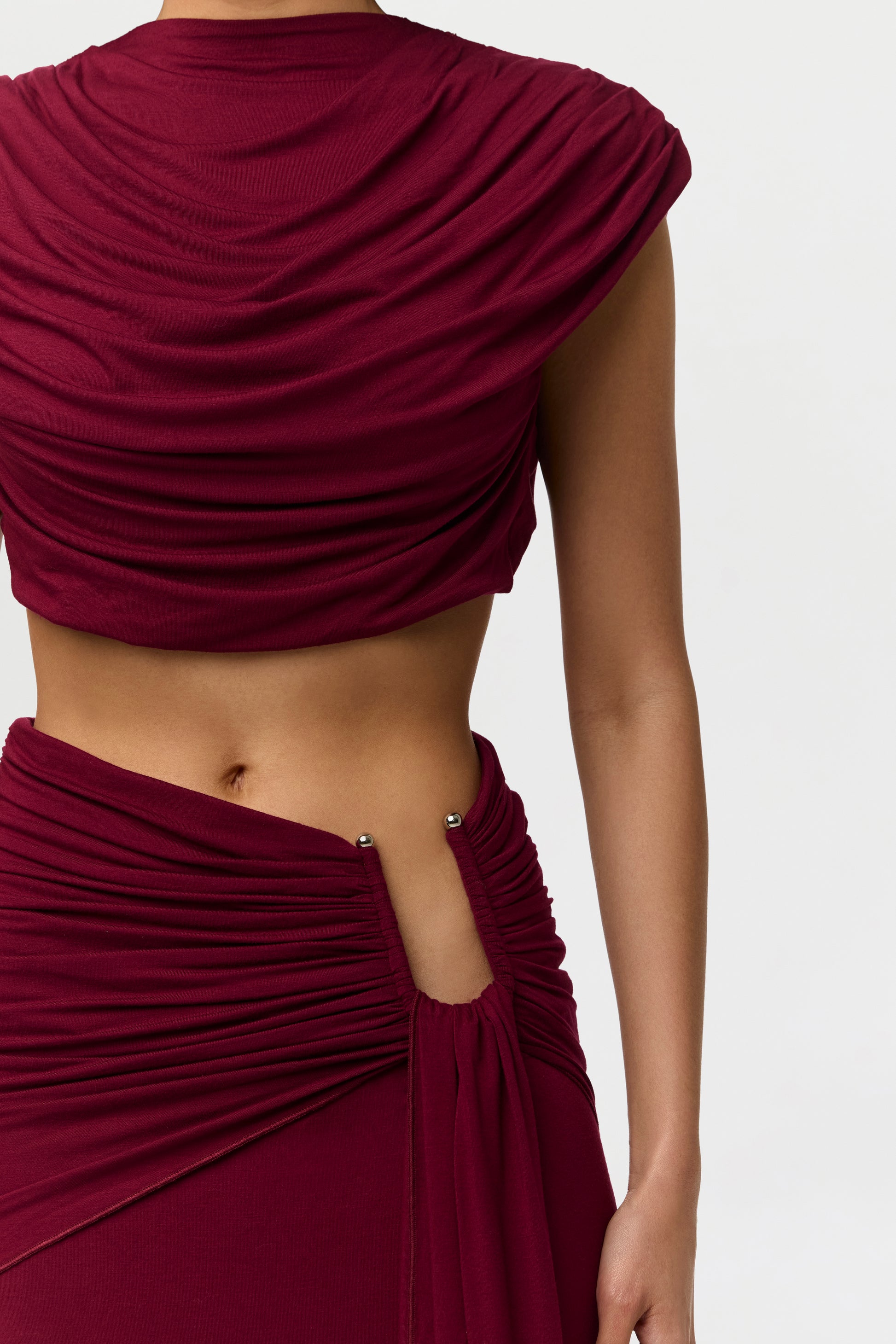 Smooth Drape Open Back Crop Top