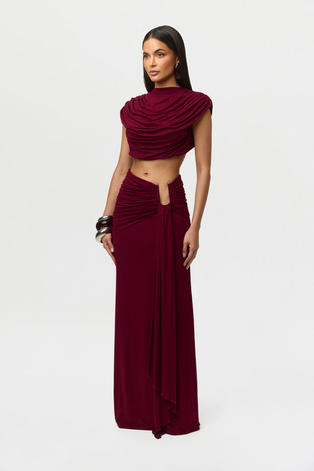 Smooth Draped Wired Maxi Skirt