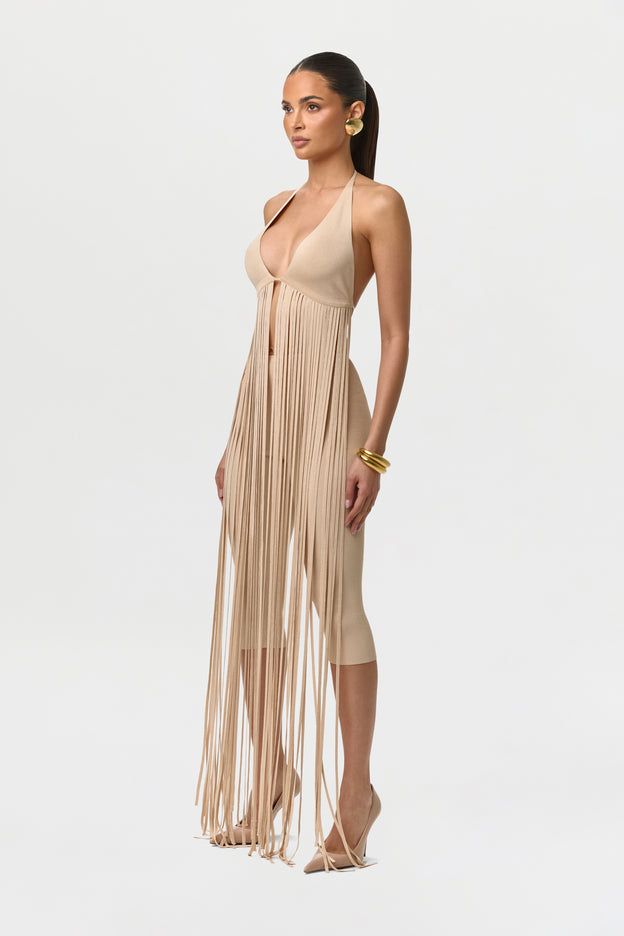 Knit Fringe Bra Halter Top